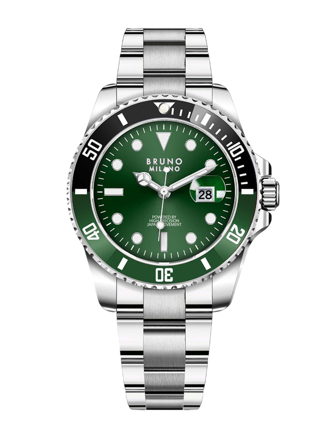 Bruno Milano Men Stainless Steel Round Dial Bracelet Style Straps Analogue Watch BM1001-03-Green