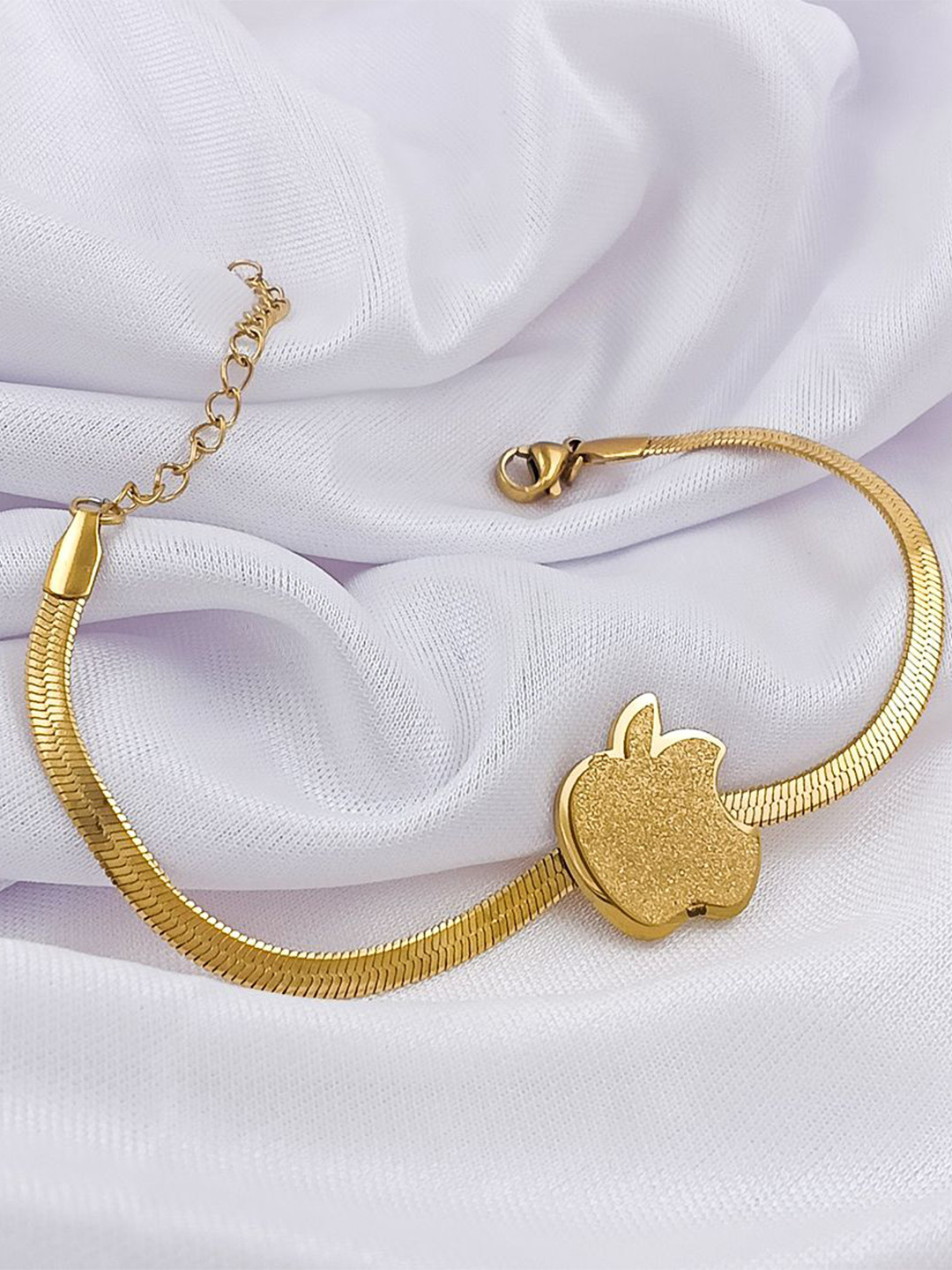 Saizen Gold-Plated Stainless Steel Apple Charm Bracelet