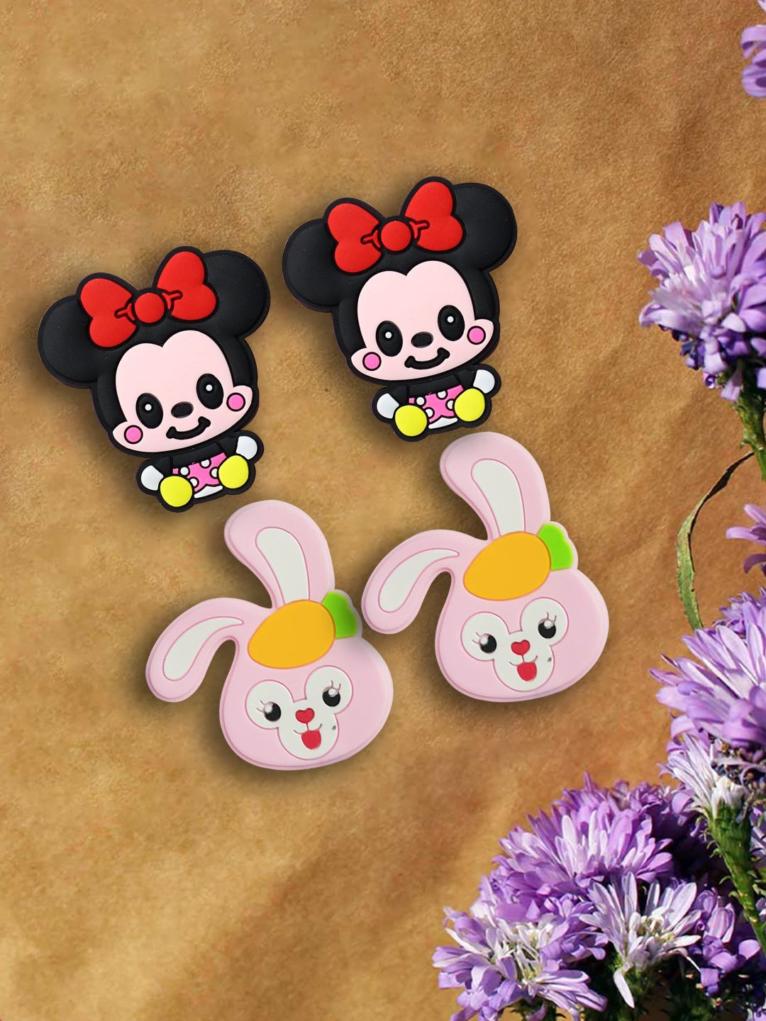 LYKAA Set of 4 Assorted Mikki Cartoon Face Hair Clips & Baby