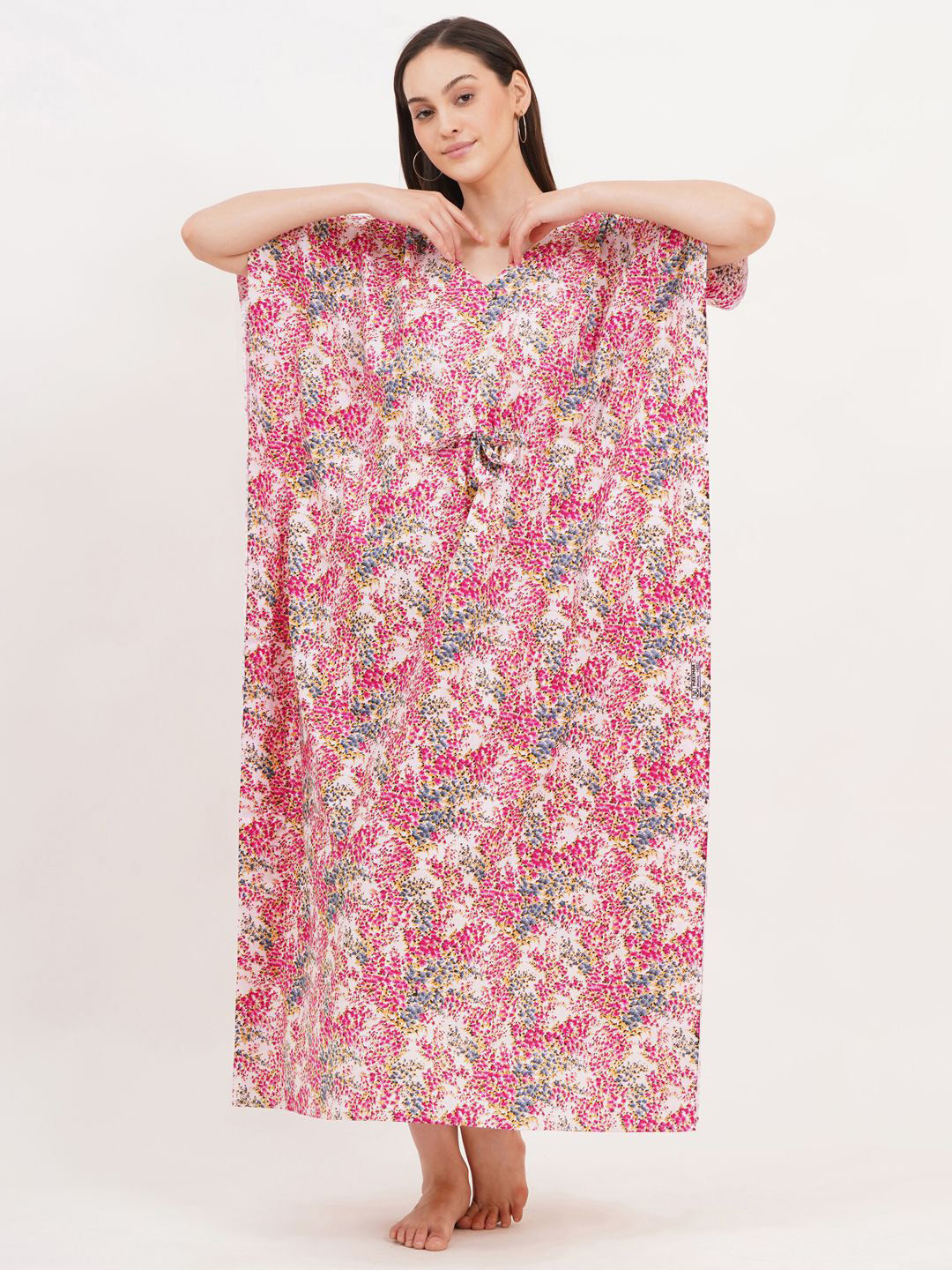Breezly Women's Pure Cotton Kaftan Printed Maxi Nightdress