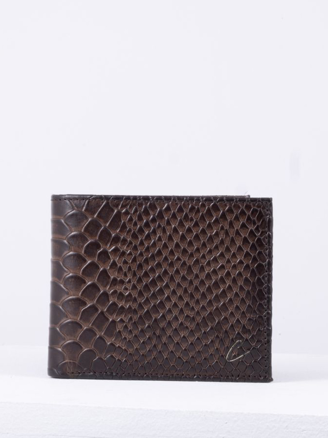 El'Curio Men Geometric Textured Leather Two Fold Wallet