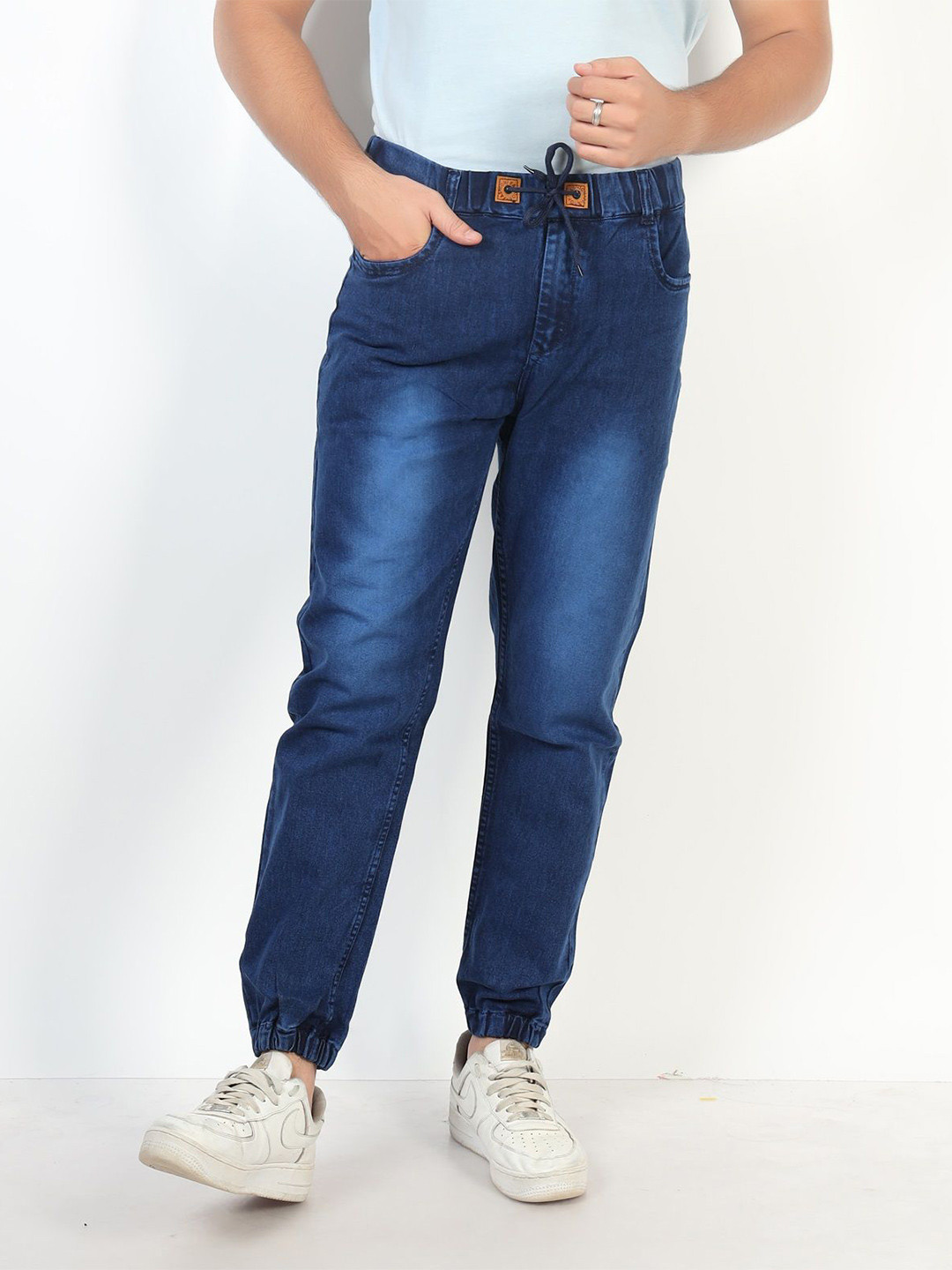 BUZZIC FASHION UNLIMITED Men Light Fade Clean Look Drawstring Elasticated Jeans