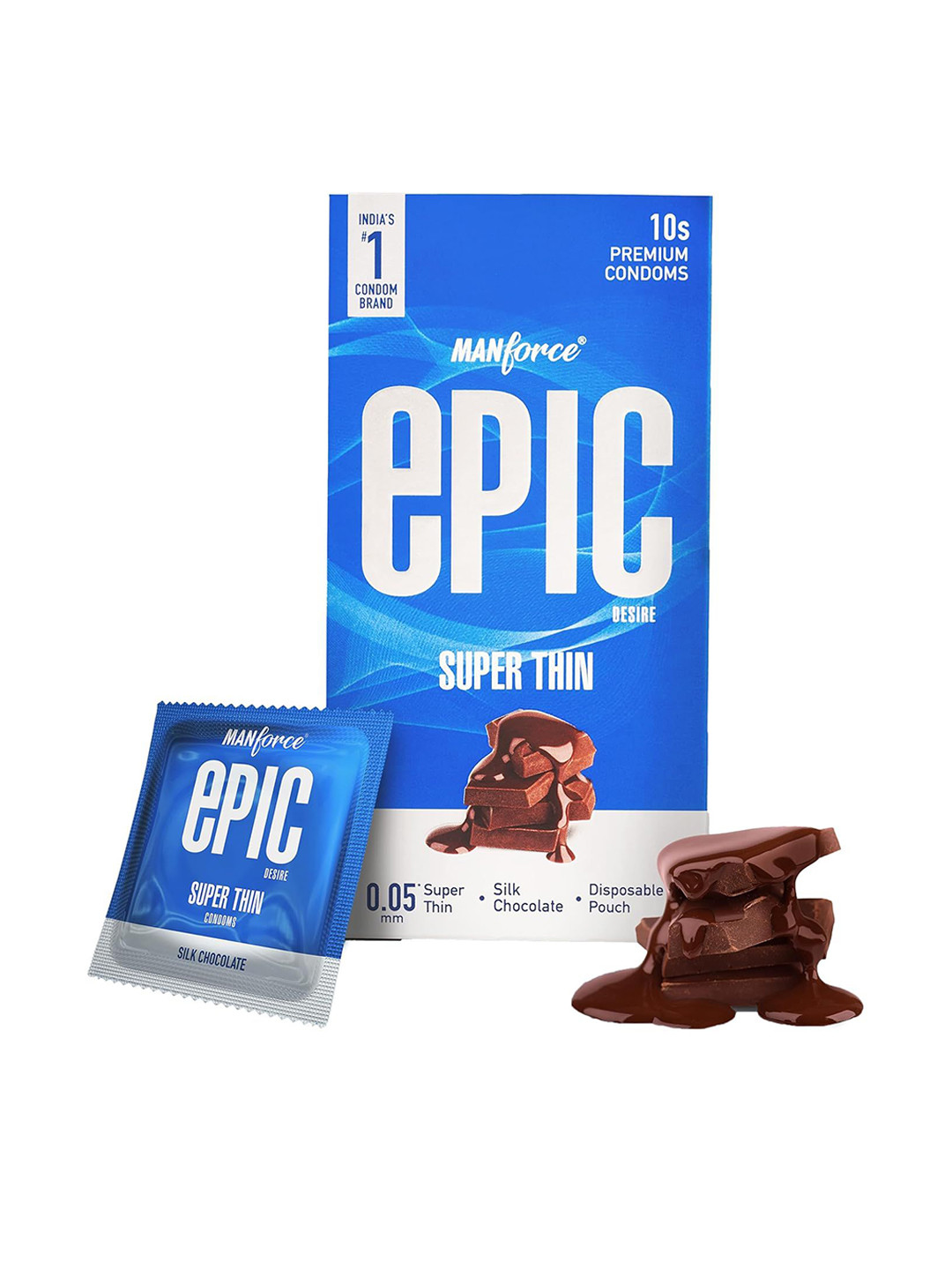Manforce Men Epic Desire Super Thin Chocolate Flavoured Condom - 10 Pcs