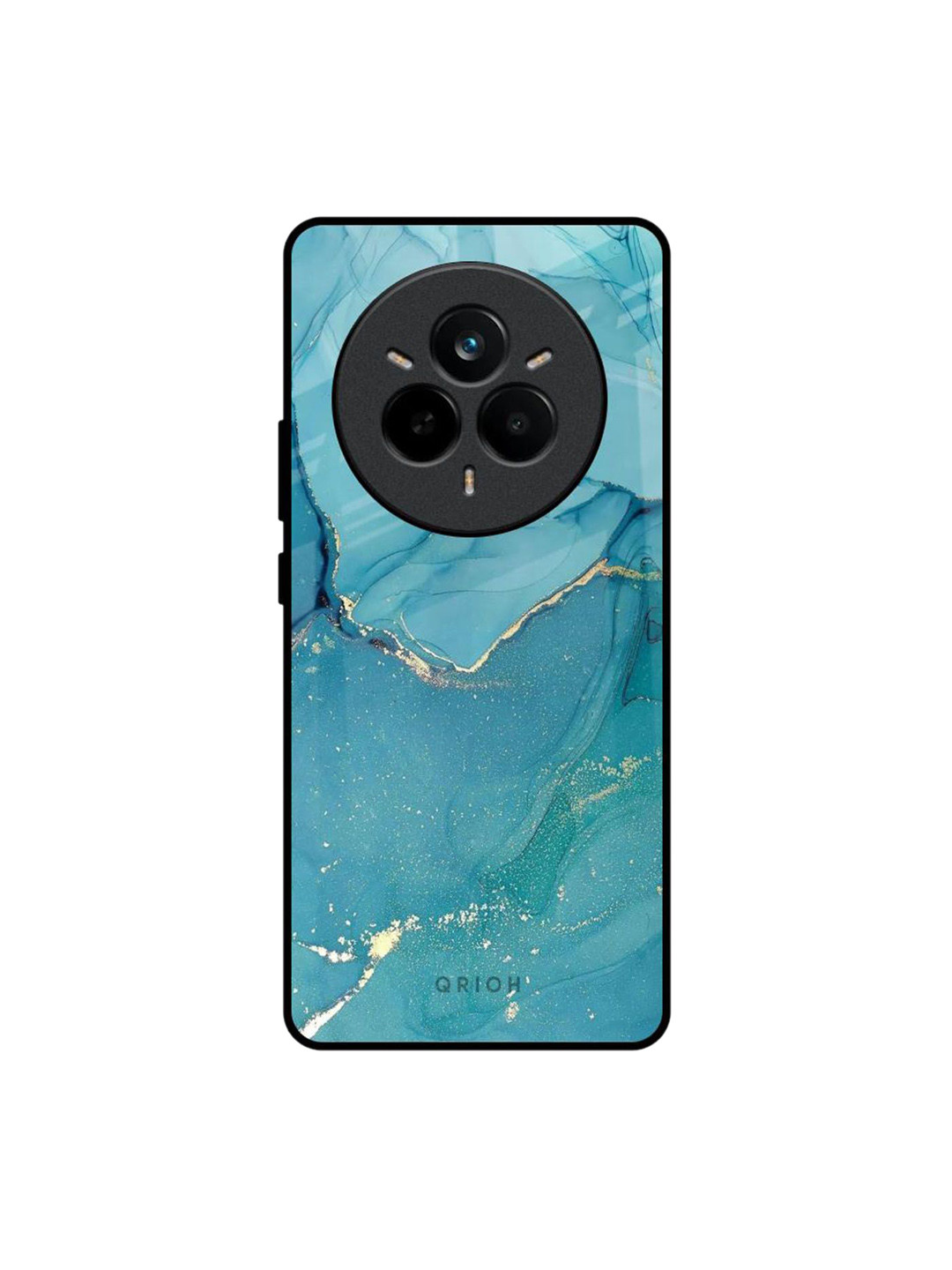 QRIOH Blue Golden Glitter Realme 14 Pro 5G Impact Resistant Back Case