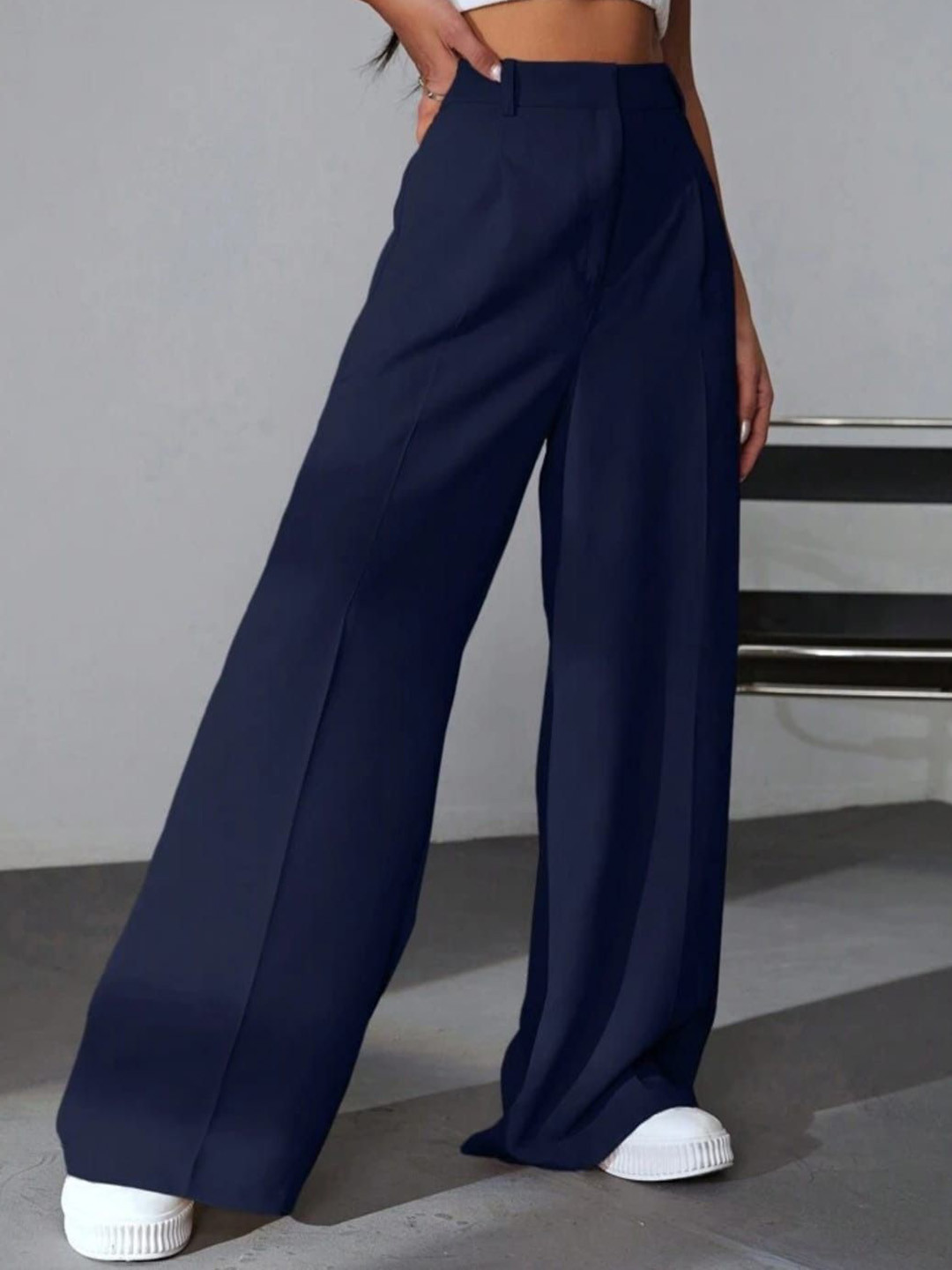 Next One Women Smart High-Rise Easy Wash Pleated Trousers