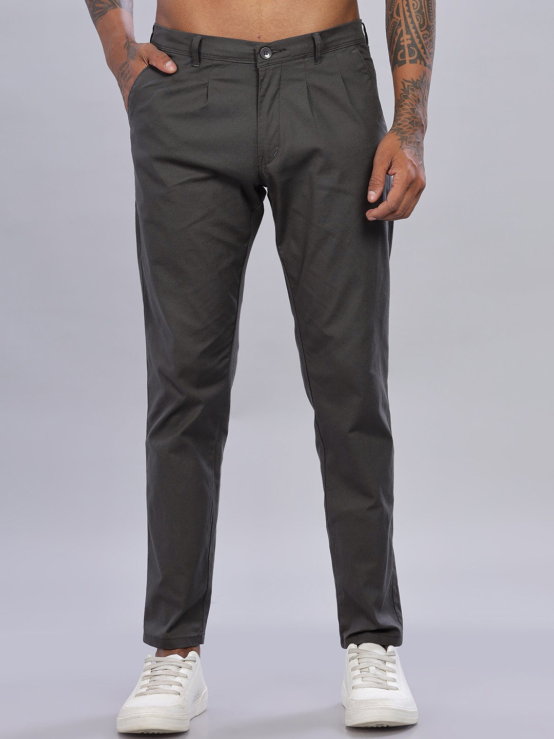 Kolor Fusion Men Smart Slim Fit Pleated Chinos