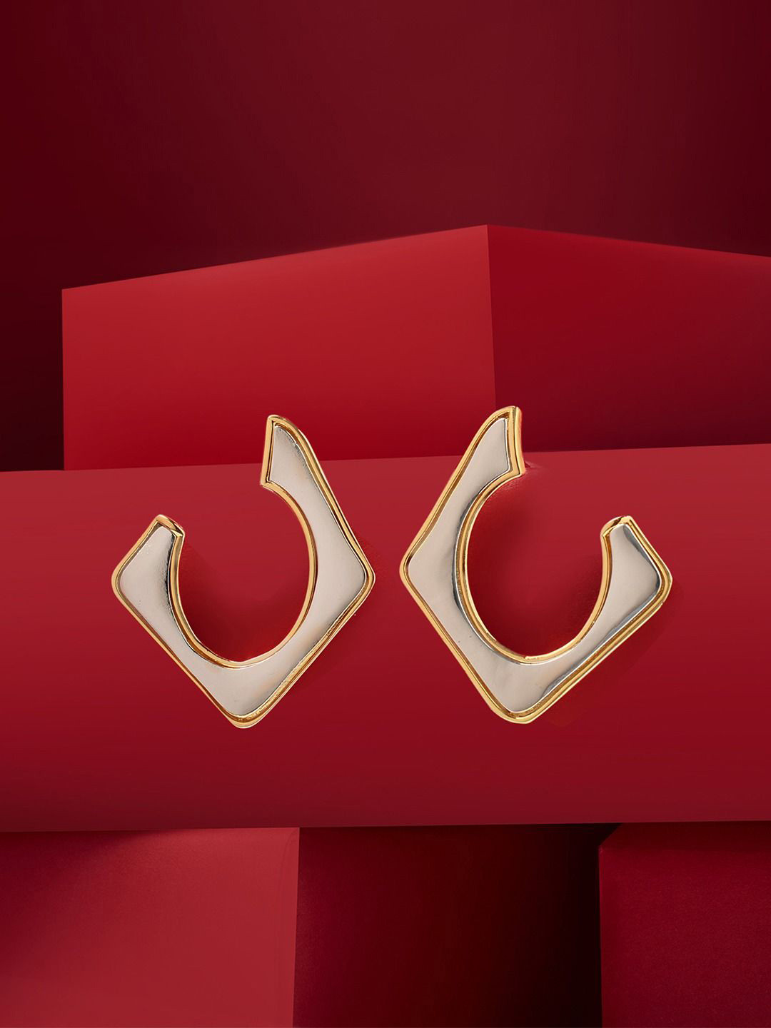 AMI Gold-Plated Two Tone Contemporary Studs