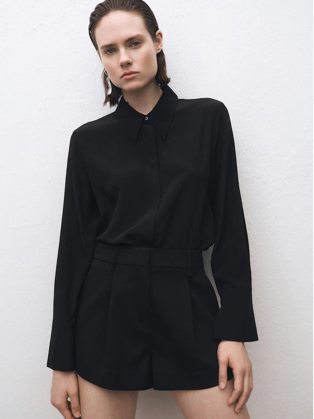 MANGO SELECTION Pure Silk Satin-Finish Regular Fit Semiformal Shirt