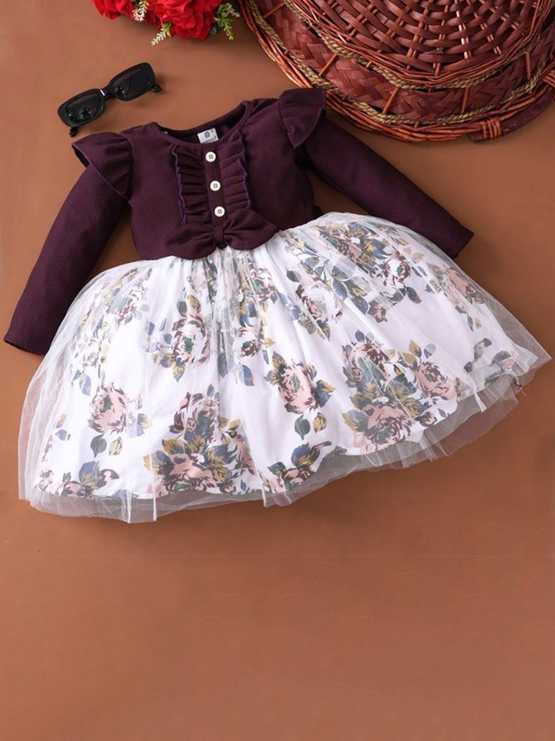 Flora Girls Floral Printed Fit and Flare Midi Dress