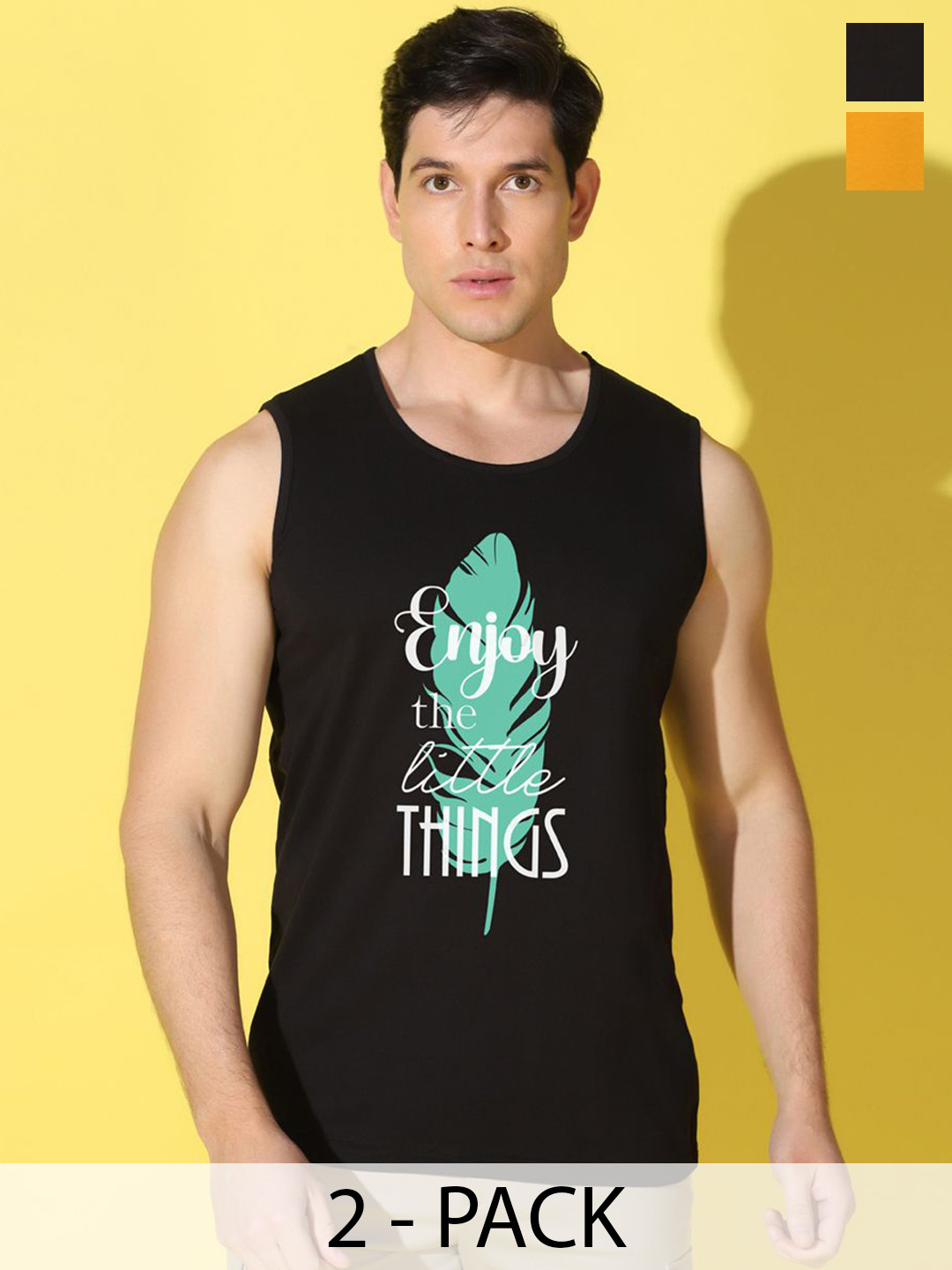 WOOSTRO  Men Pack Of 2 Printed Super Combed Cotton Gym Vests