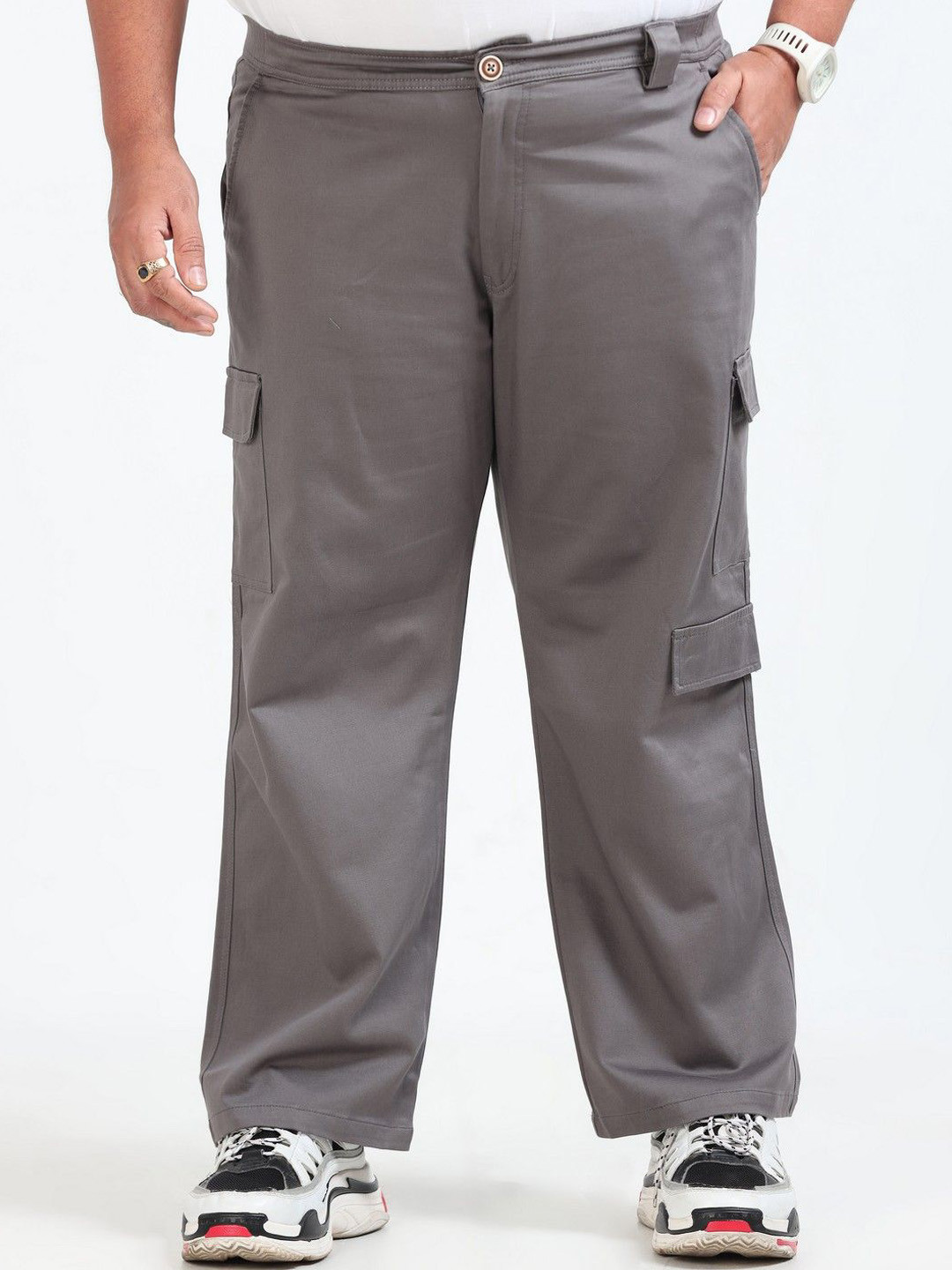 NEVER NEUD Men Plus Size Losse Fit Boohoo Curve Cargos Trousers