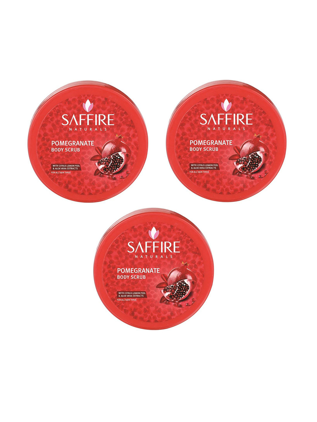 Saffire Naturals Set Of 3 Pomegranate Body Scrub For Deep Cleansing - 200 g Each
