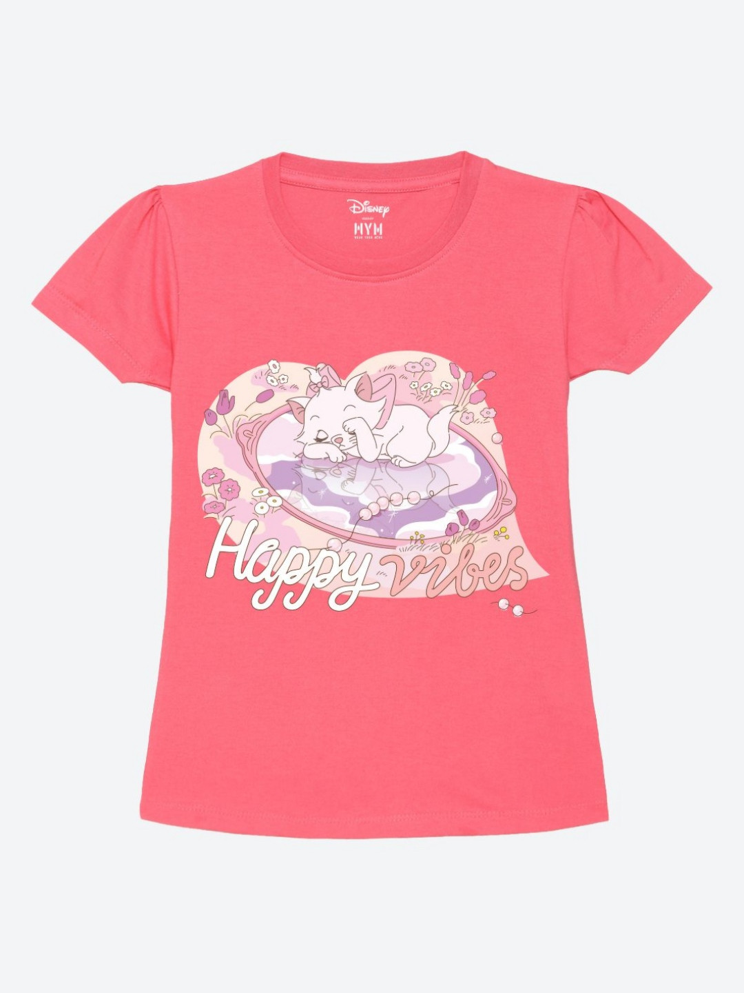 Wear Your Mind Girls Aristocats Graphic Printed Round Neck Cotton T-shirt