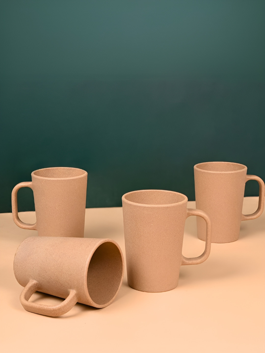 eha Rakshabandhan Gift Beige Biocomposite Microwave Safe 4 Piece Mug-400ml