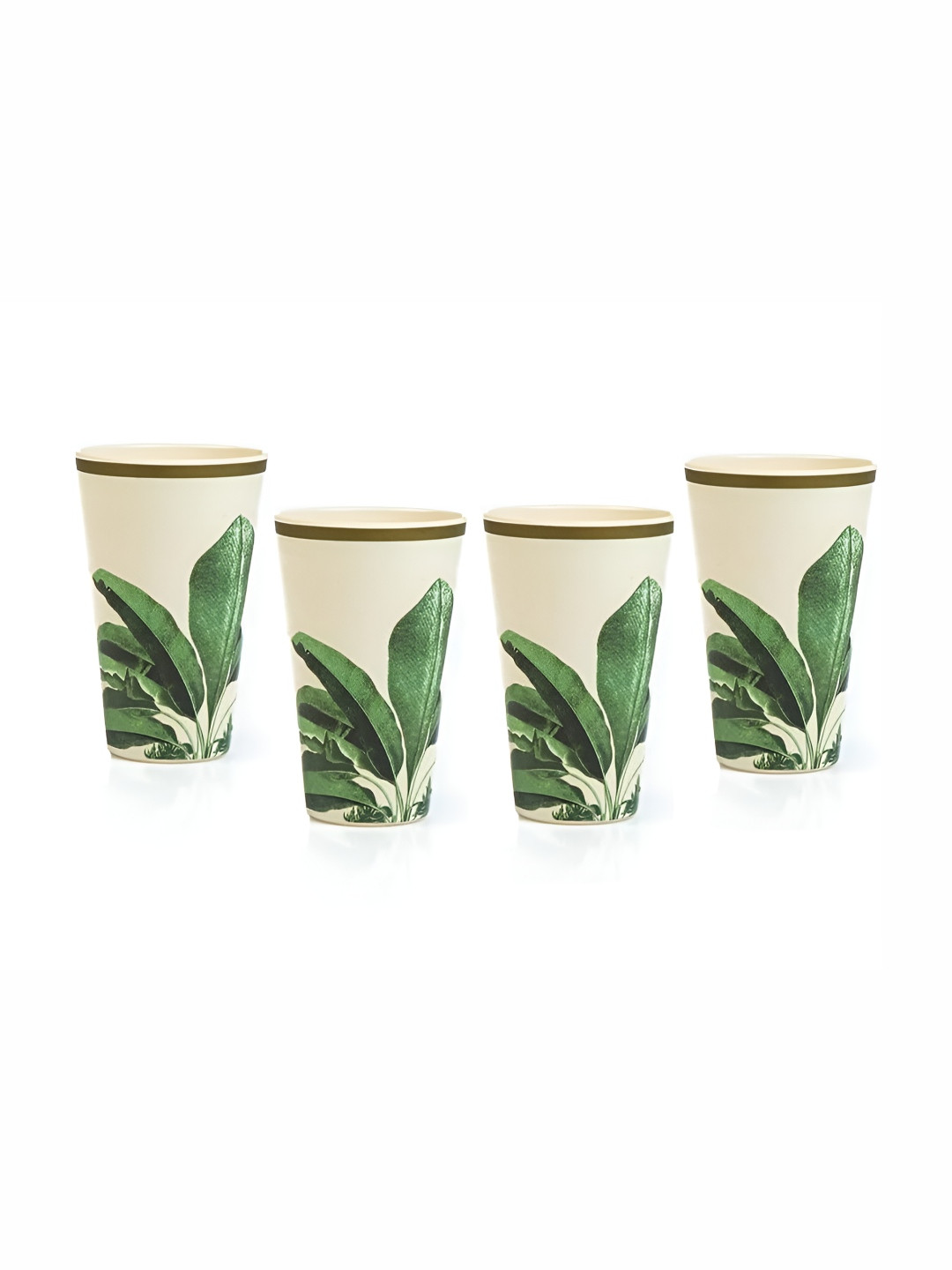Truly Eco Smart Living Retail Off White Set of 4 Floral Printed Natural Bamboo Tumbler