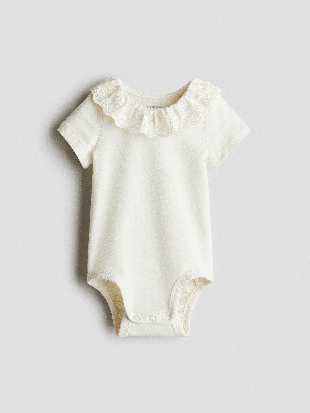 H&M Girls Broderie Anglaise-Collar Cotton Bodysuit
