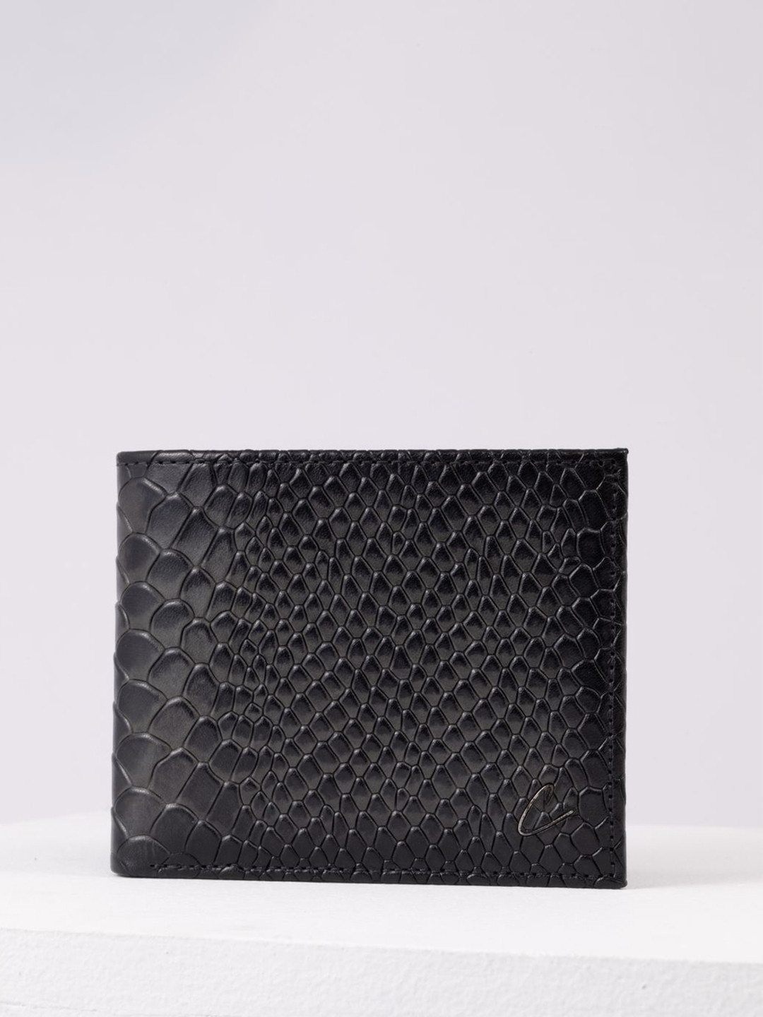 El'Curio Men Abstract Textured Leather Two Fold Wallet