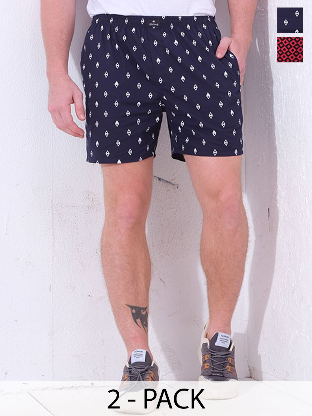String Men Pack Of 2 Printed Pure Cotton Boxers PR_B_Blue_MH_M