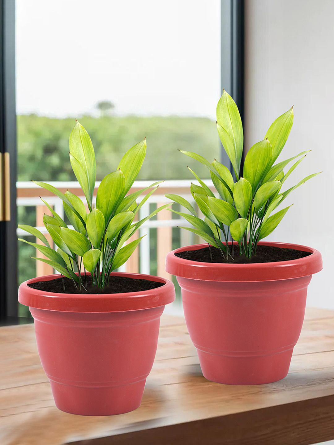 Kuber Industries Red 2 Pieces Versatile Sturdy Flower Planters