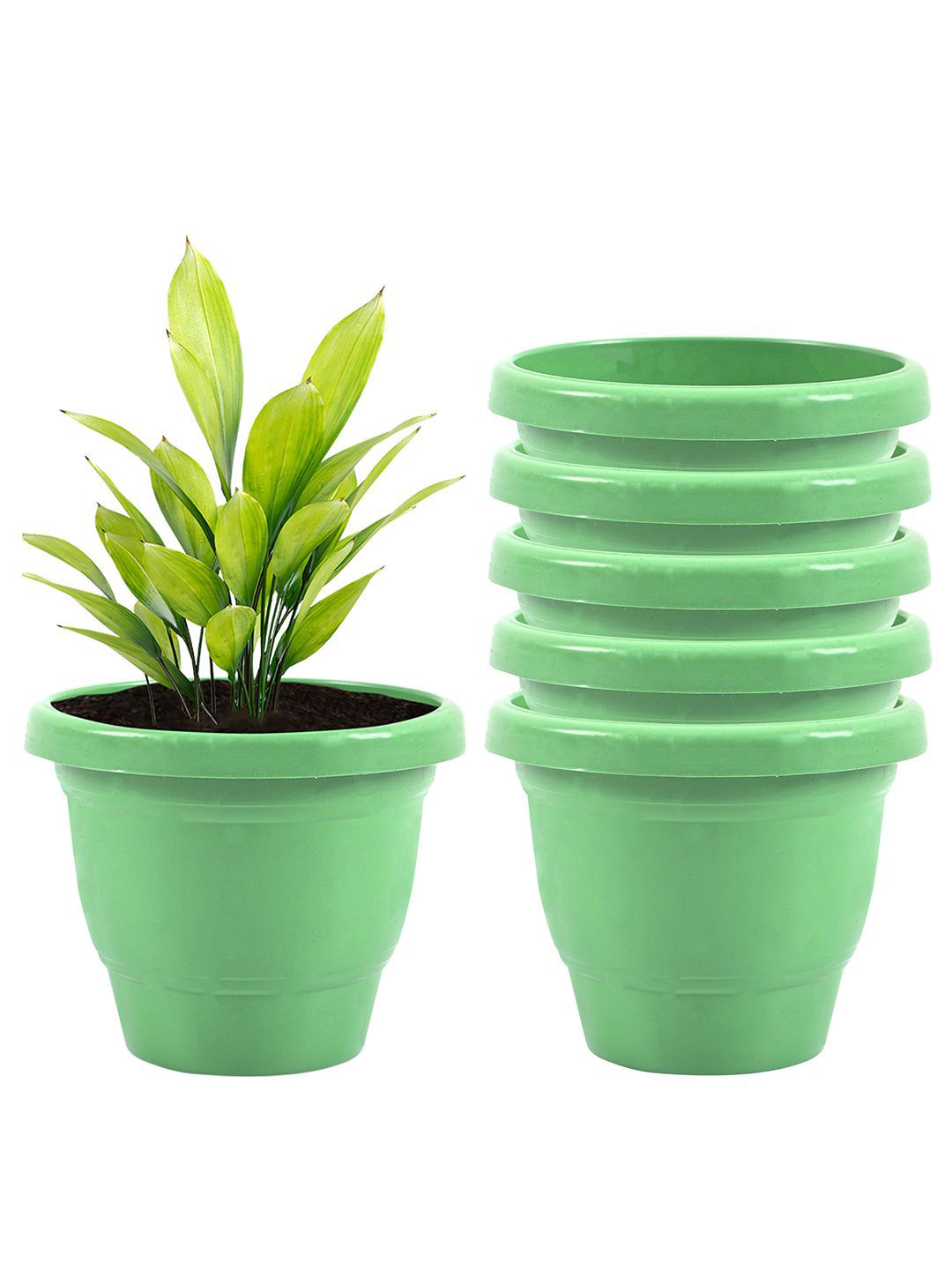 Kuber Industries Green 6 Pieces Versatile Sturdy Flower Planters