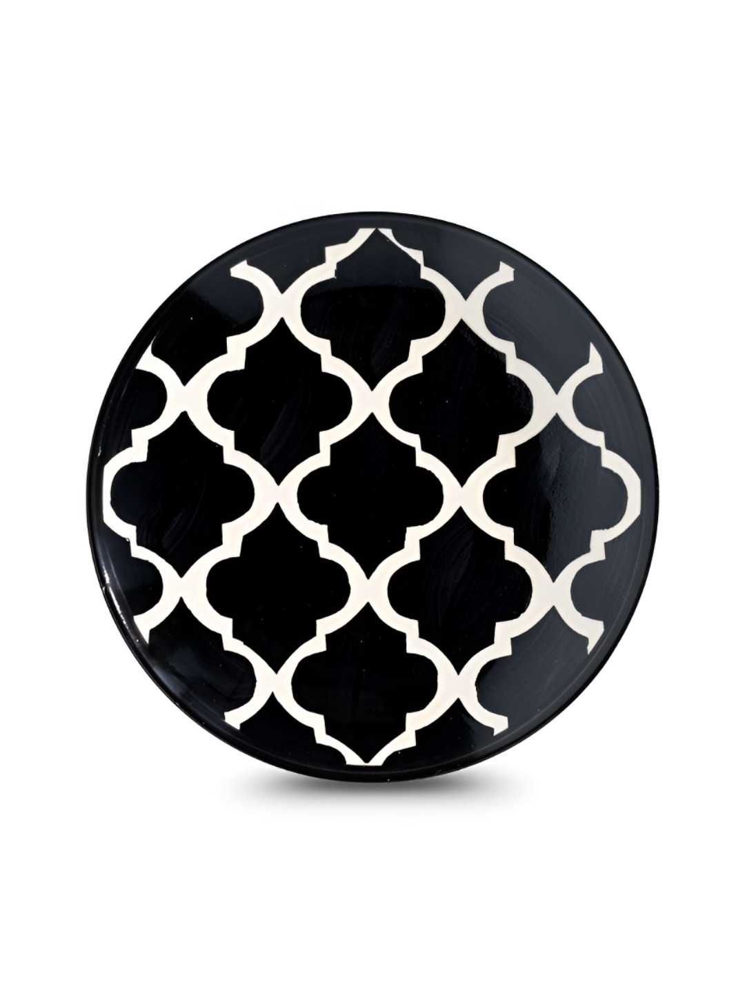 YELONA Black And Cream Ceramic Dishwasher and Microwave Safe Round Plates