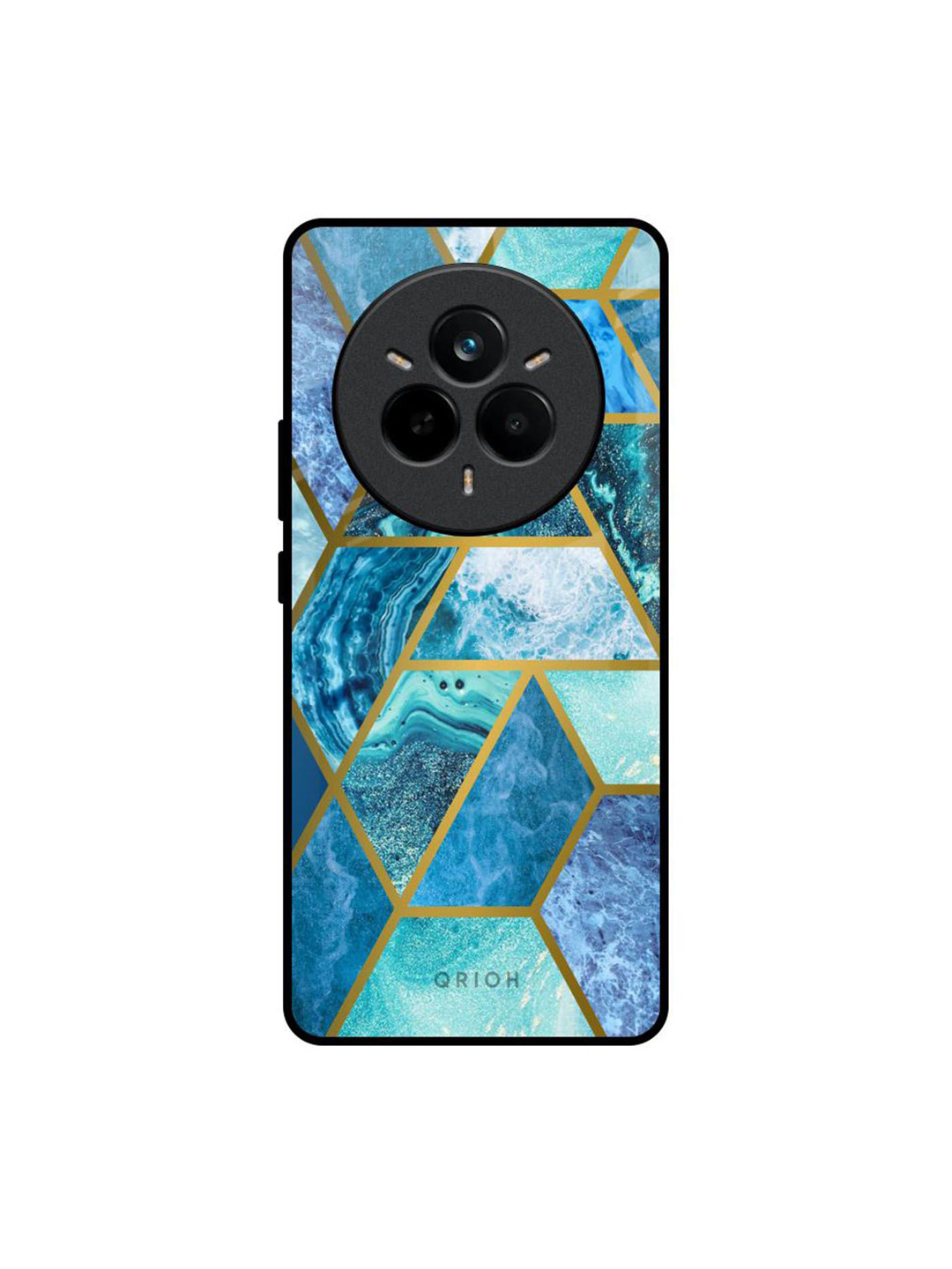 QRIOH Turquoise Geometrical Marble Realme 14 Pro 5G Impact Resistant Back Case