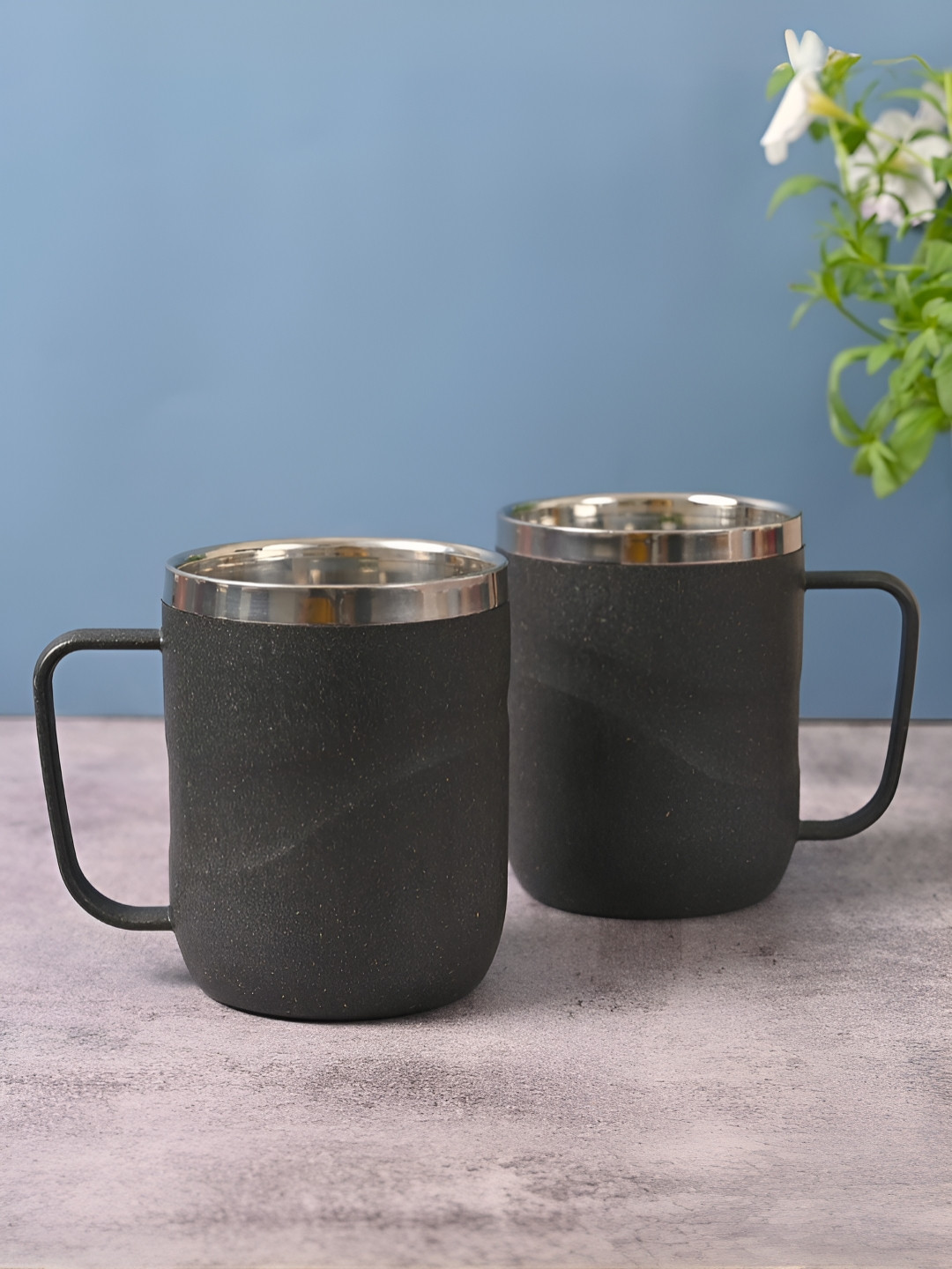 eha Best Nani Charcoal Textured Biocomposite Microwave Safe 2 Piece Mugs-400ml