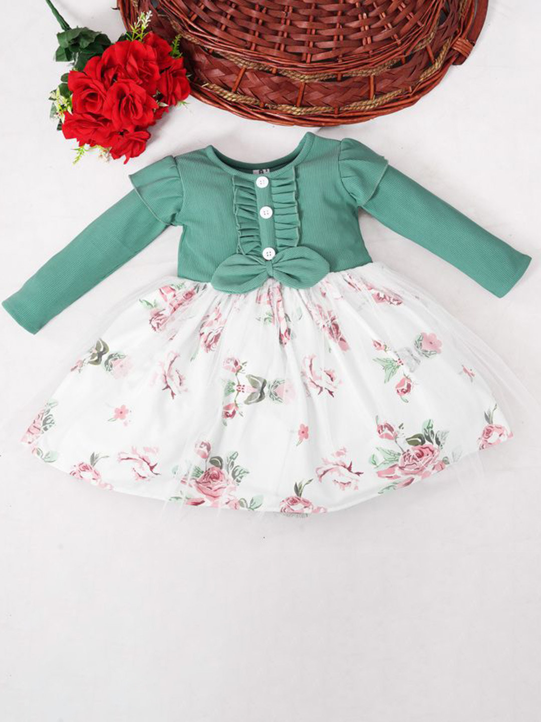 Flora Floral Print A-Line Midi Dress