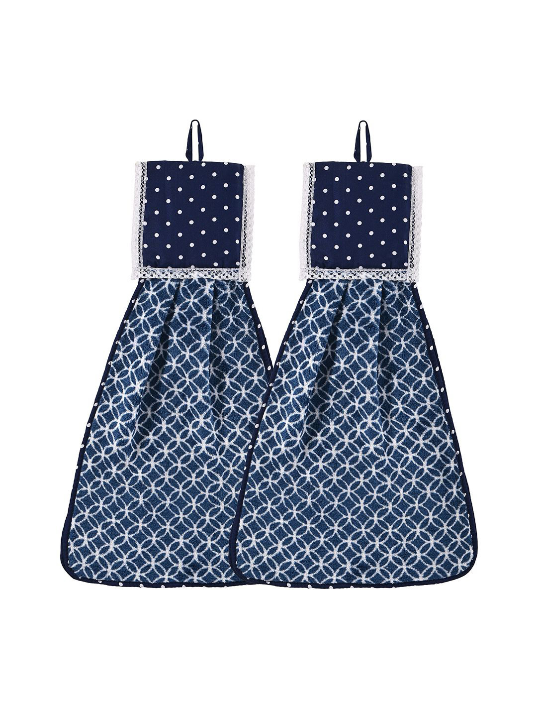 Kuber Industries Blue 2 Pcs Printed Microfiber Wash Basin Napkin Towel With Hanging Loops