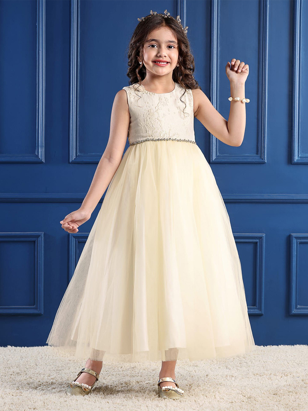 Mark & Mia Girls Floral Embroidered Party  A-Line Dress