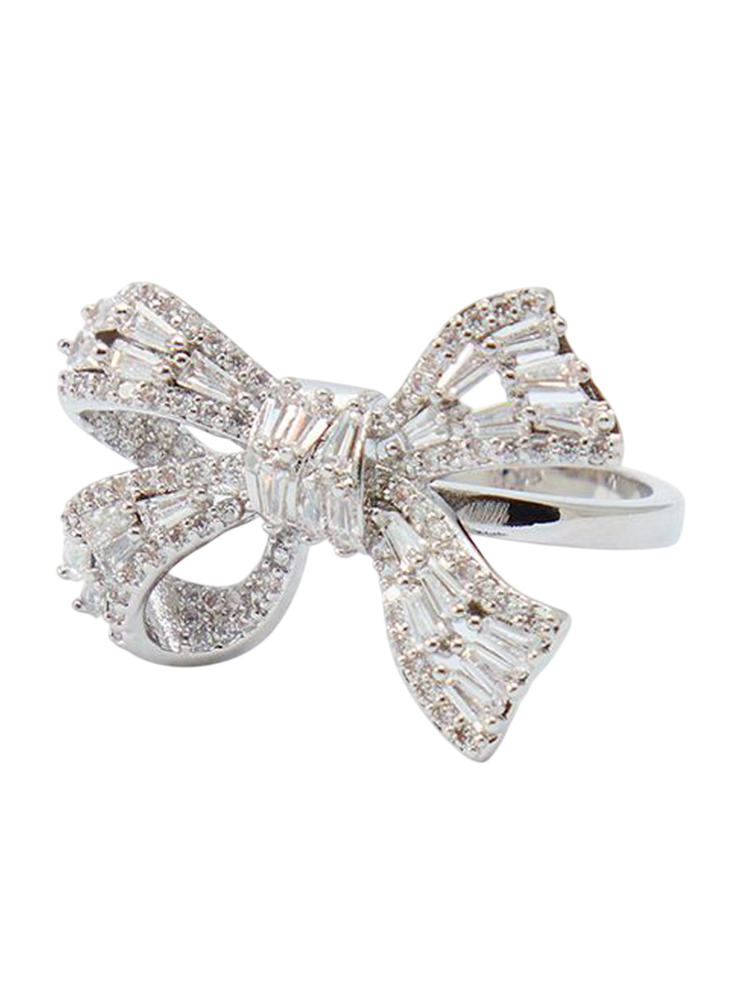 ALDO Silver-Plated Rhinestone-Studded Adjustable Bow Finger Ring