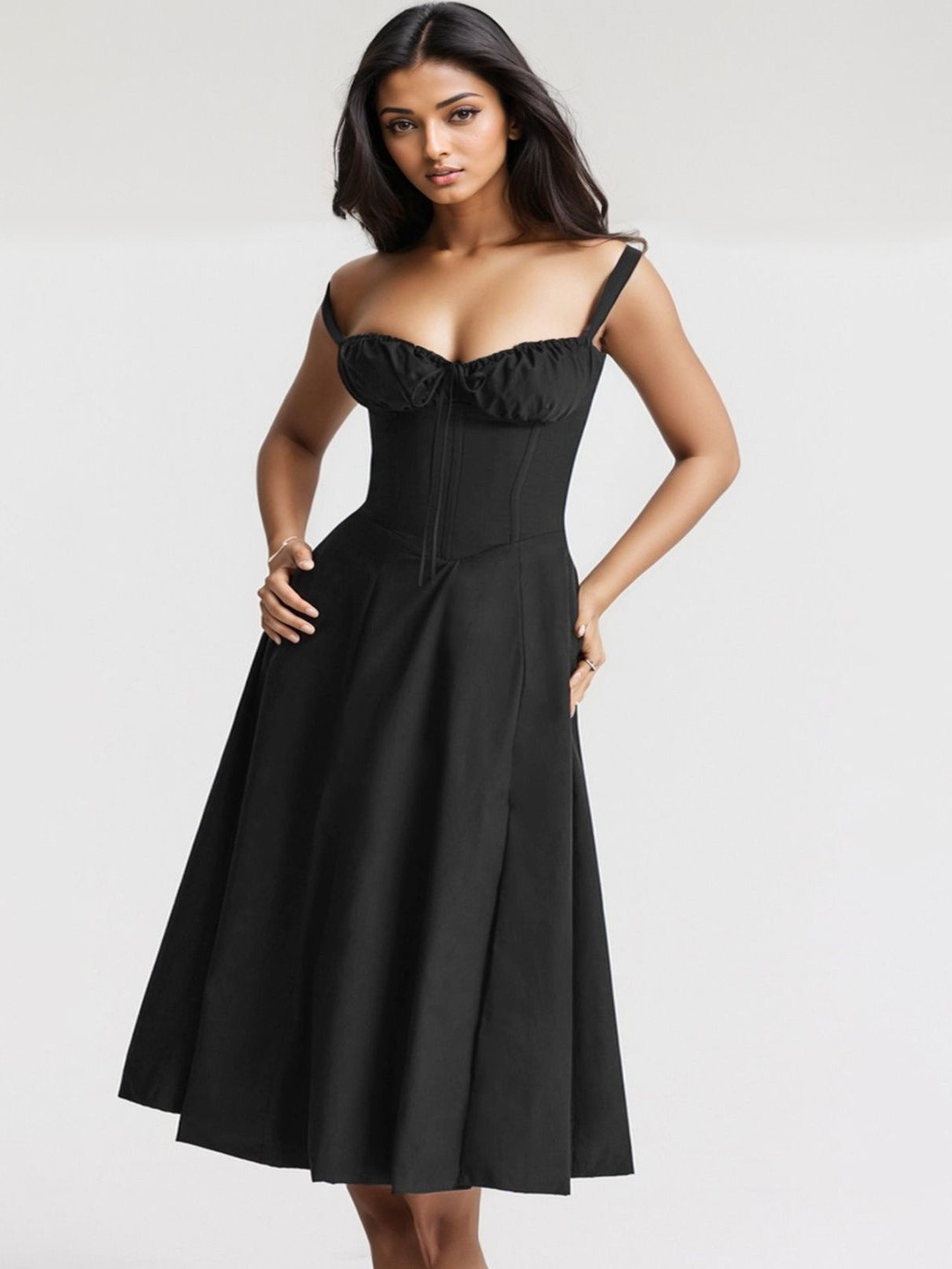 Fragancia Women Cotton Fit and Flare Midi Dress