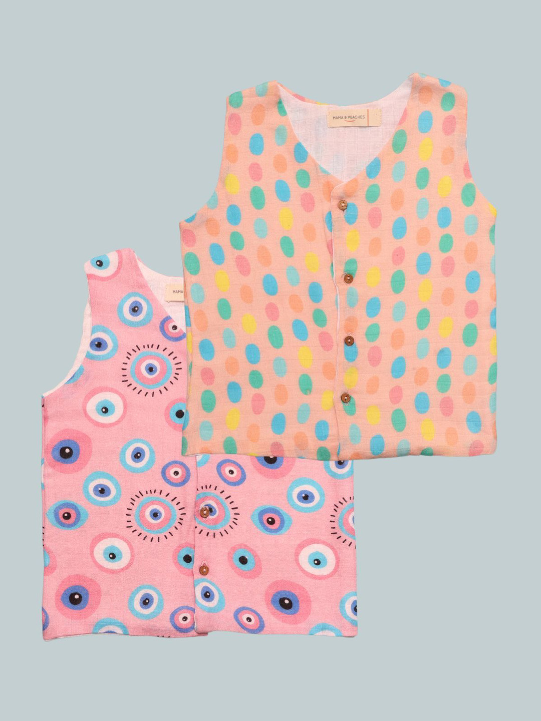 MAMA AND PEACHES Infants Pack Of 2 Printed Pure Cotton Jhablas