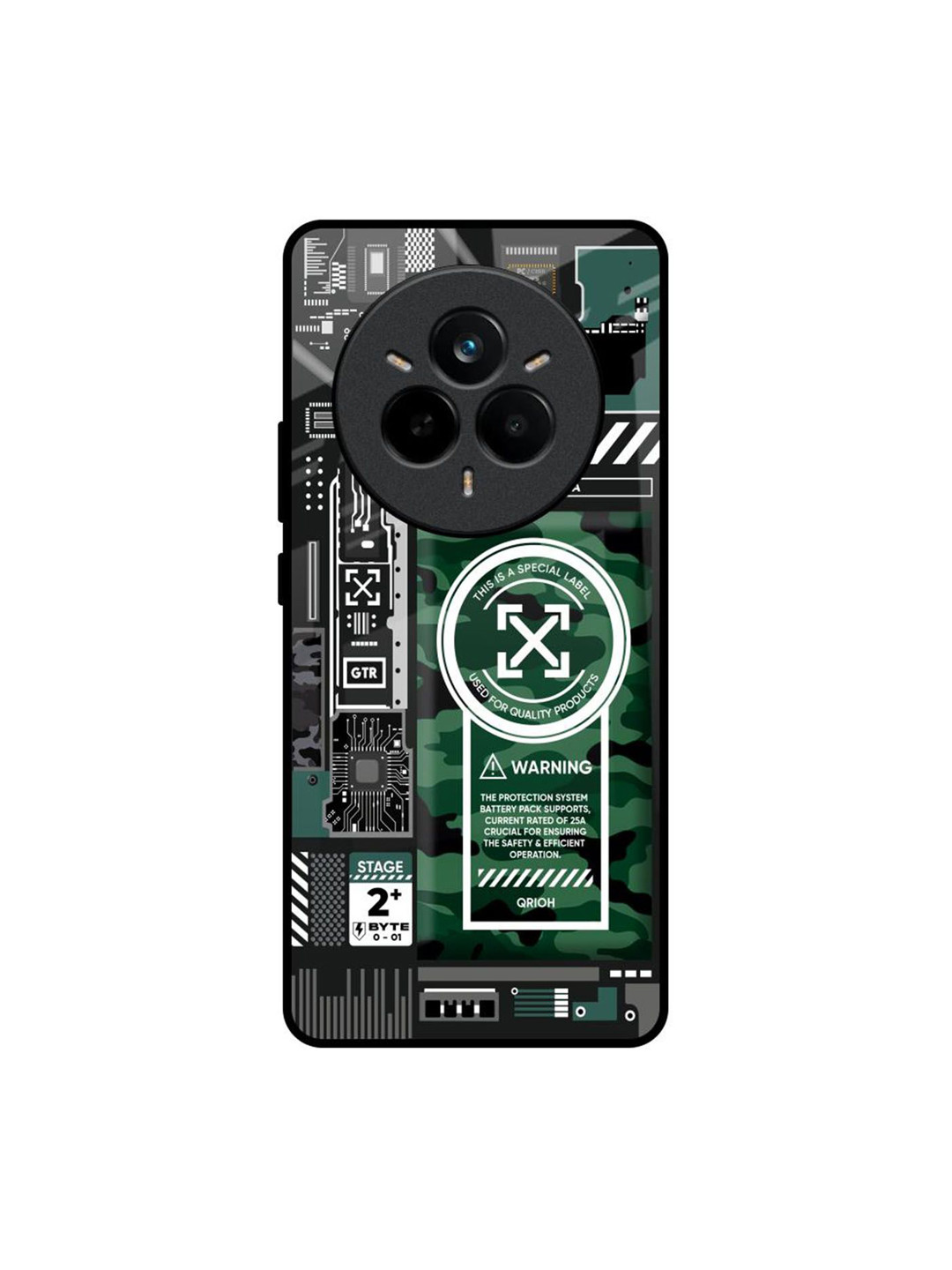 QRIOH Green Camo Circuit Realme 14 Pro 5G Impact Resistant Back Case