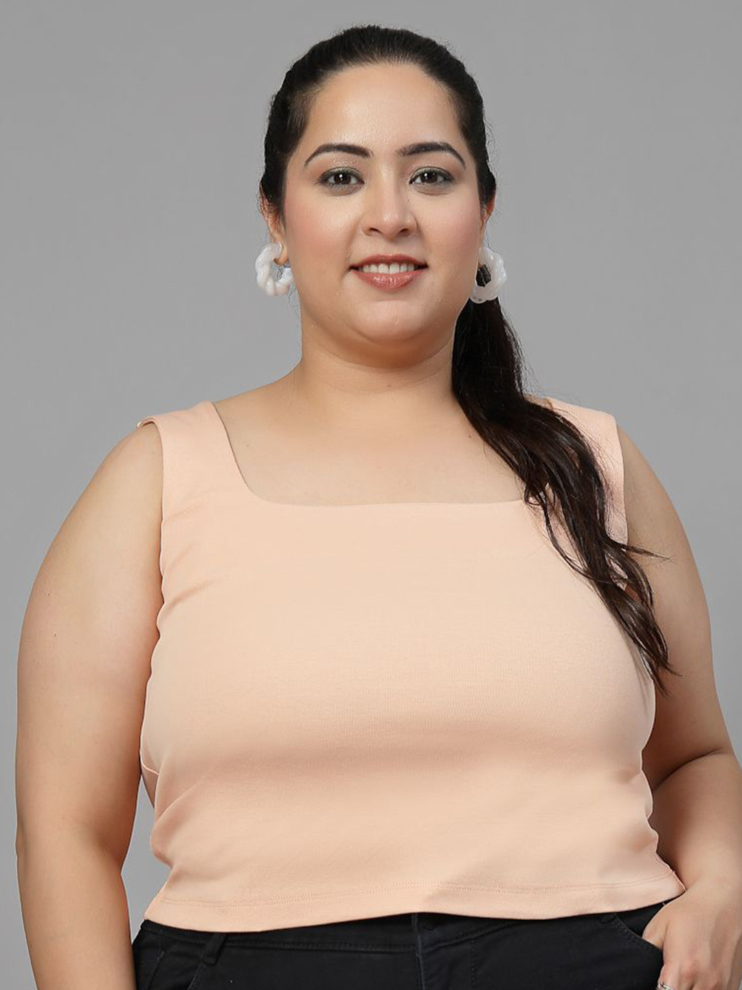 CURVE BY KASSUALLY Plus Size Women Solid Cotton Tank Top