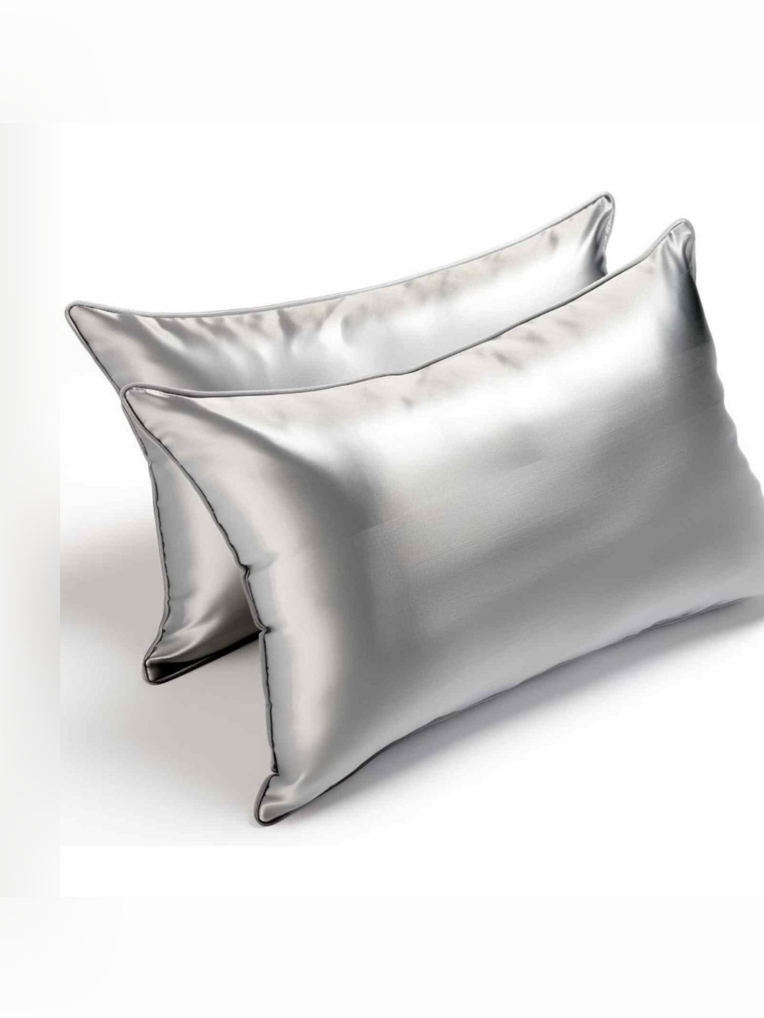 COOLBEDS Silver-Toned 2 Pieces Pure Silk Rectangle Pillow Covers
