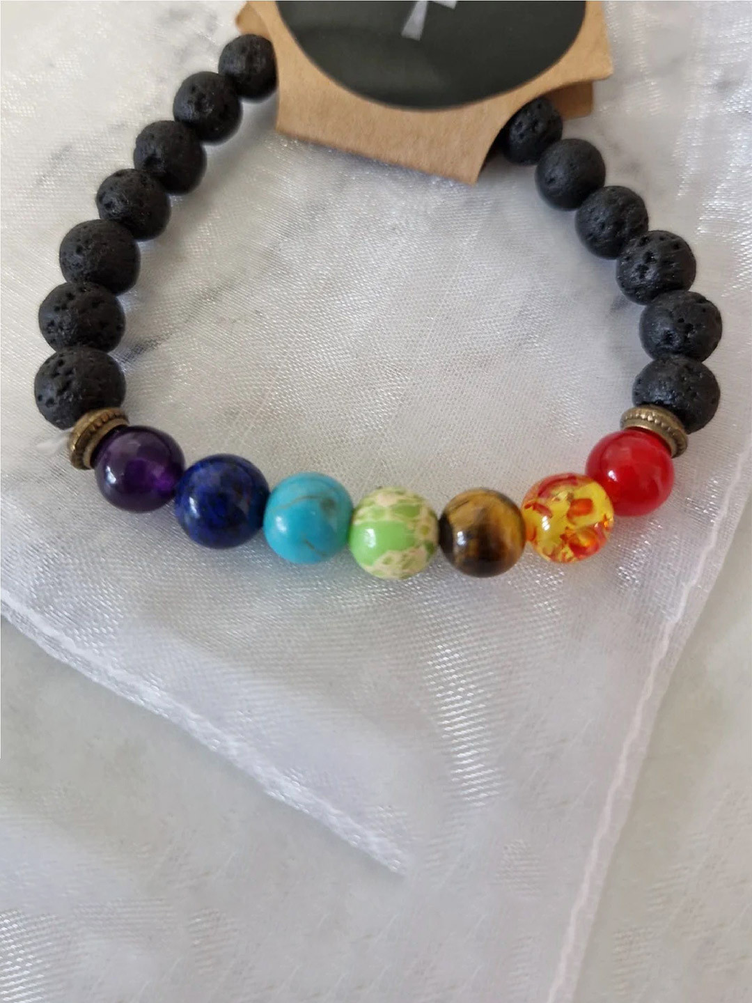 Crazy Fashion Unisex Healing Chakra Stone Bracelet Onyx Bracelet