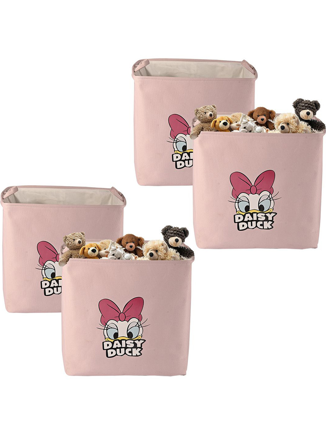 Kuber Industries Pink & White 4 Pieces Printed Foldable 75 Ltr Storage Box Organisers