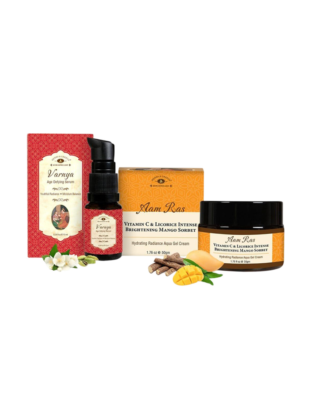 HERBS & GREENS Set Of 2 Vitamin C Moisturizer 50 g & Varnya Anti-Aging Serum 10 ml