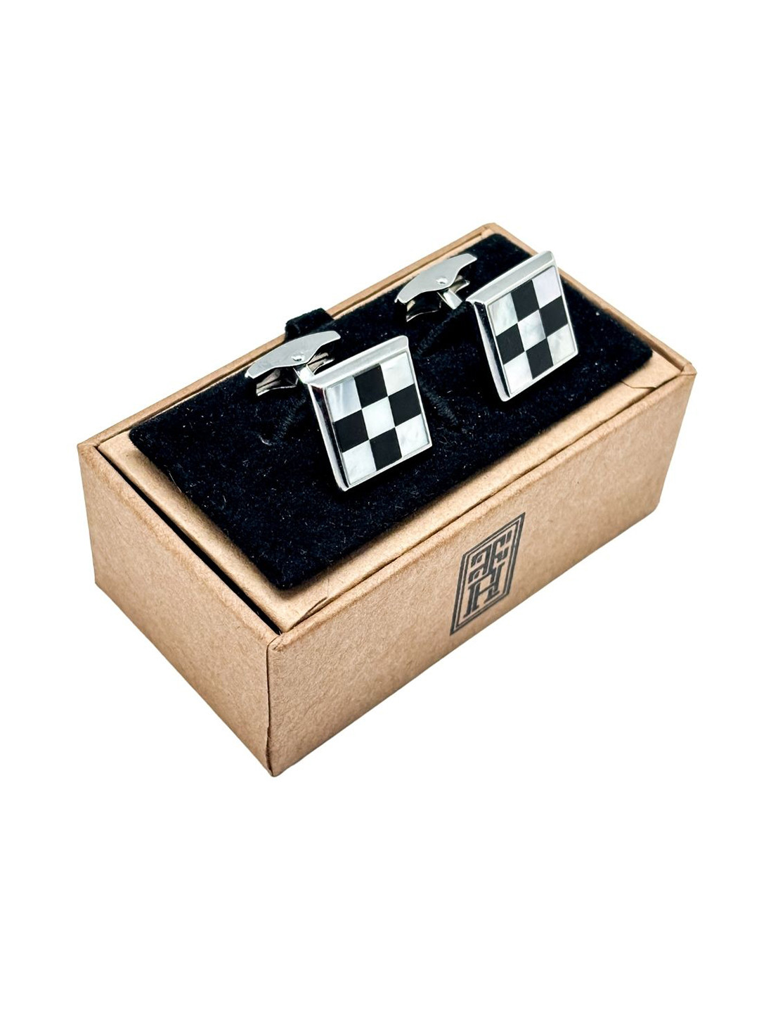 The Tie Hub Men Checkered Square textured Cufflinks
