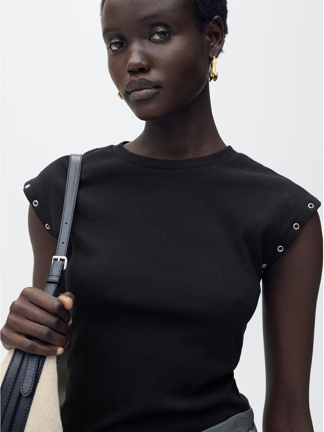 MANGO Women Rivet Detail T-shirt