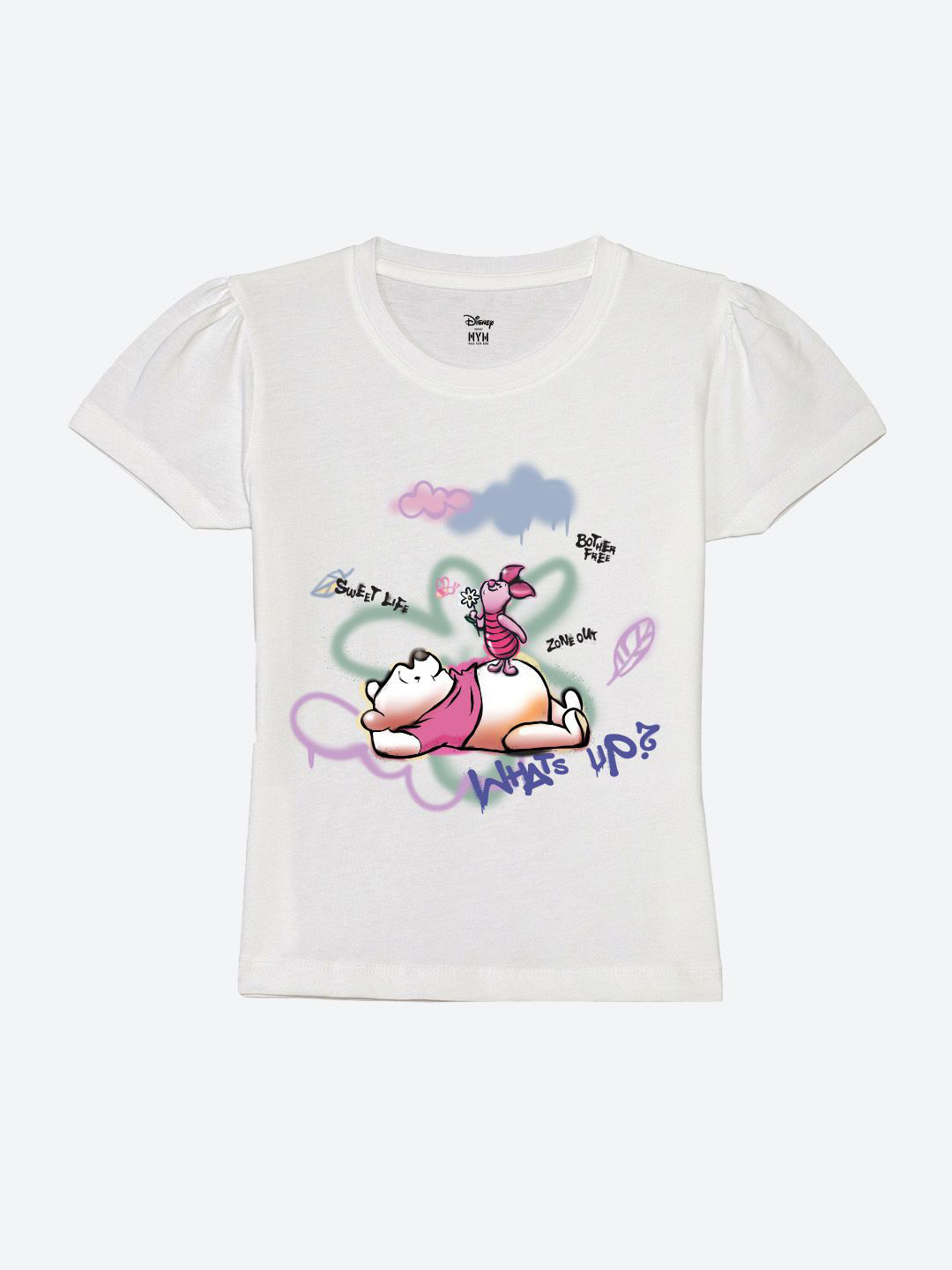 Wear Your Mind Girls Winnie The Pooh Graphic Printed Round Neck Cotton T-shirt