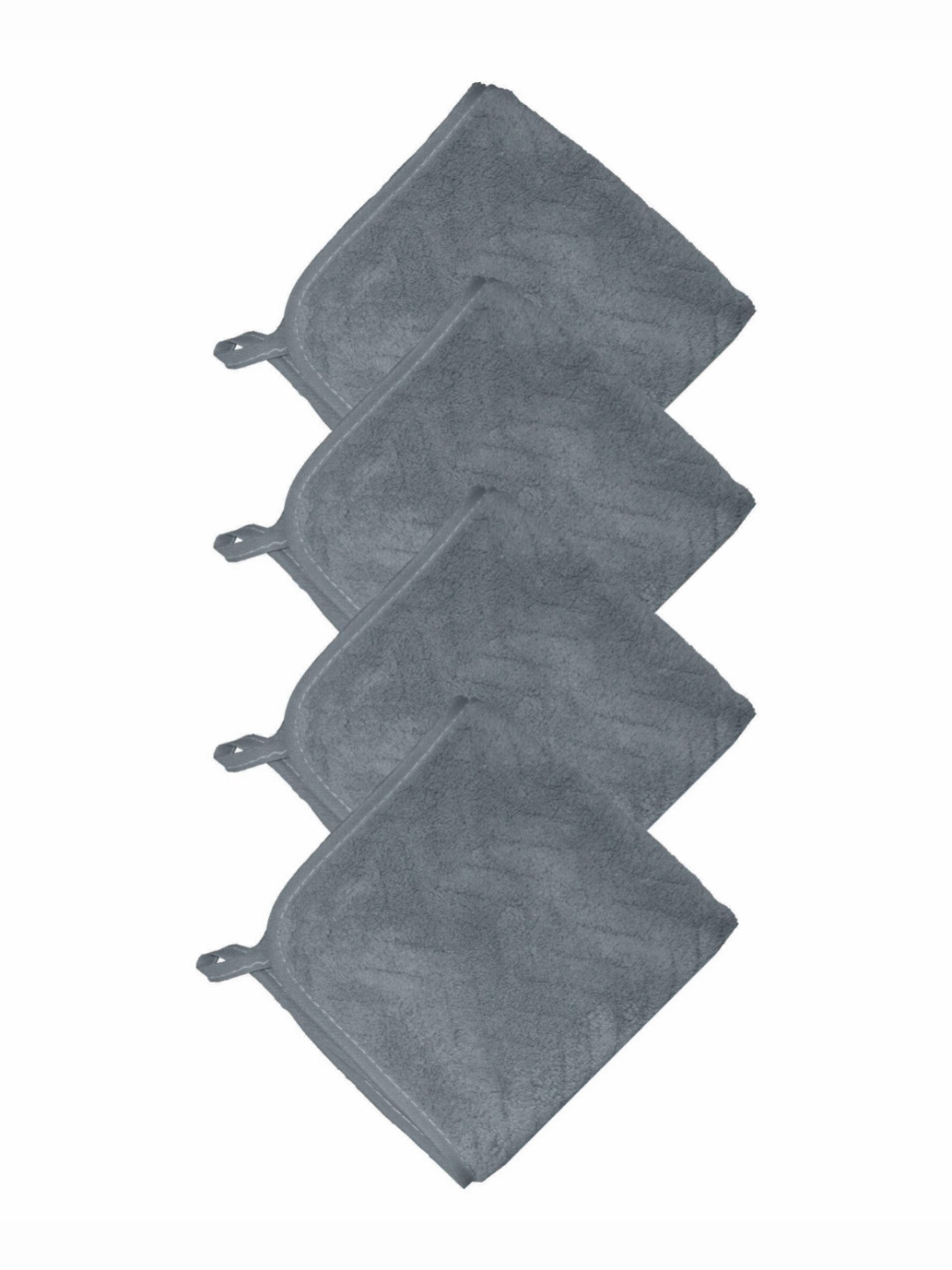 HOUSSE Grey 350 GSM 4 Pieces Microfibre Ultra Absorbent Super Soft Quick Dry Face Towels