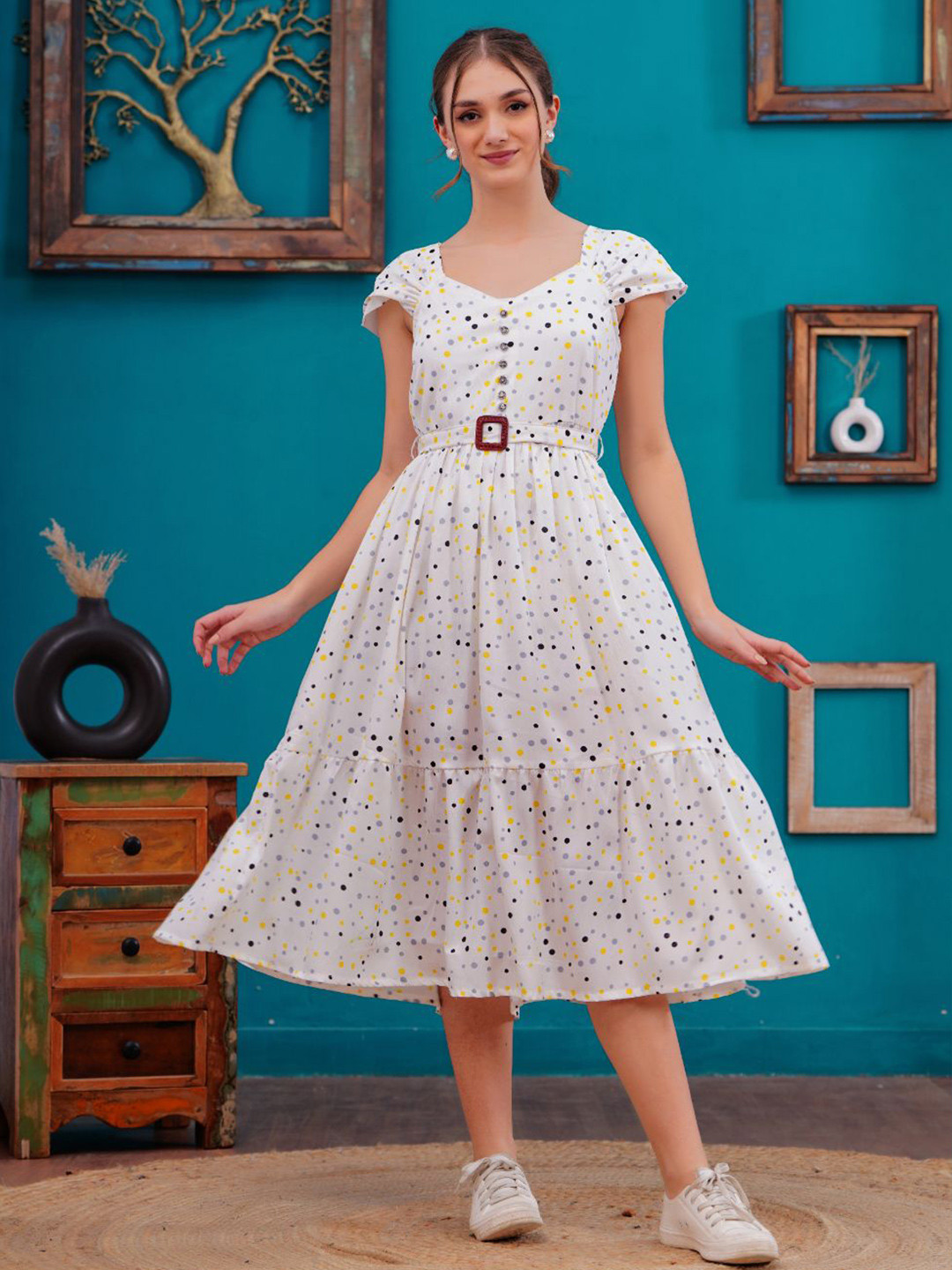OH MI DIOS Women Crepe Fit & Flare Dress