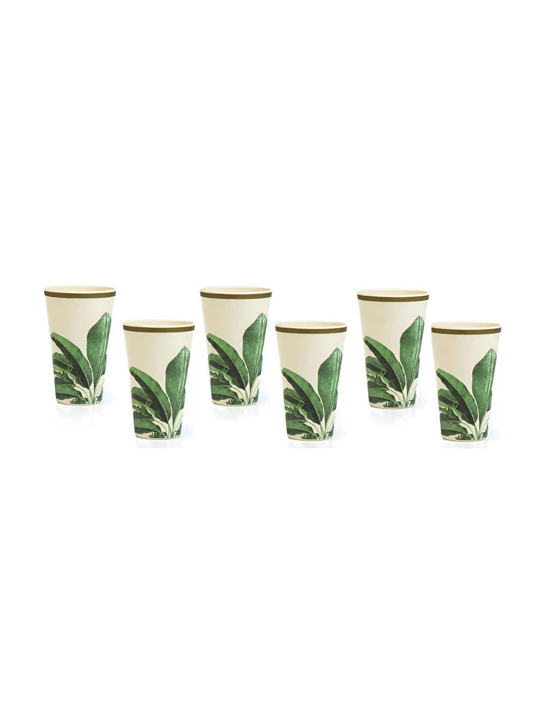 Truly Eco Smart Living Retail Off White Set of 6 Floral Printed Natural Bamboo Tumbler