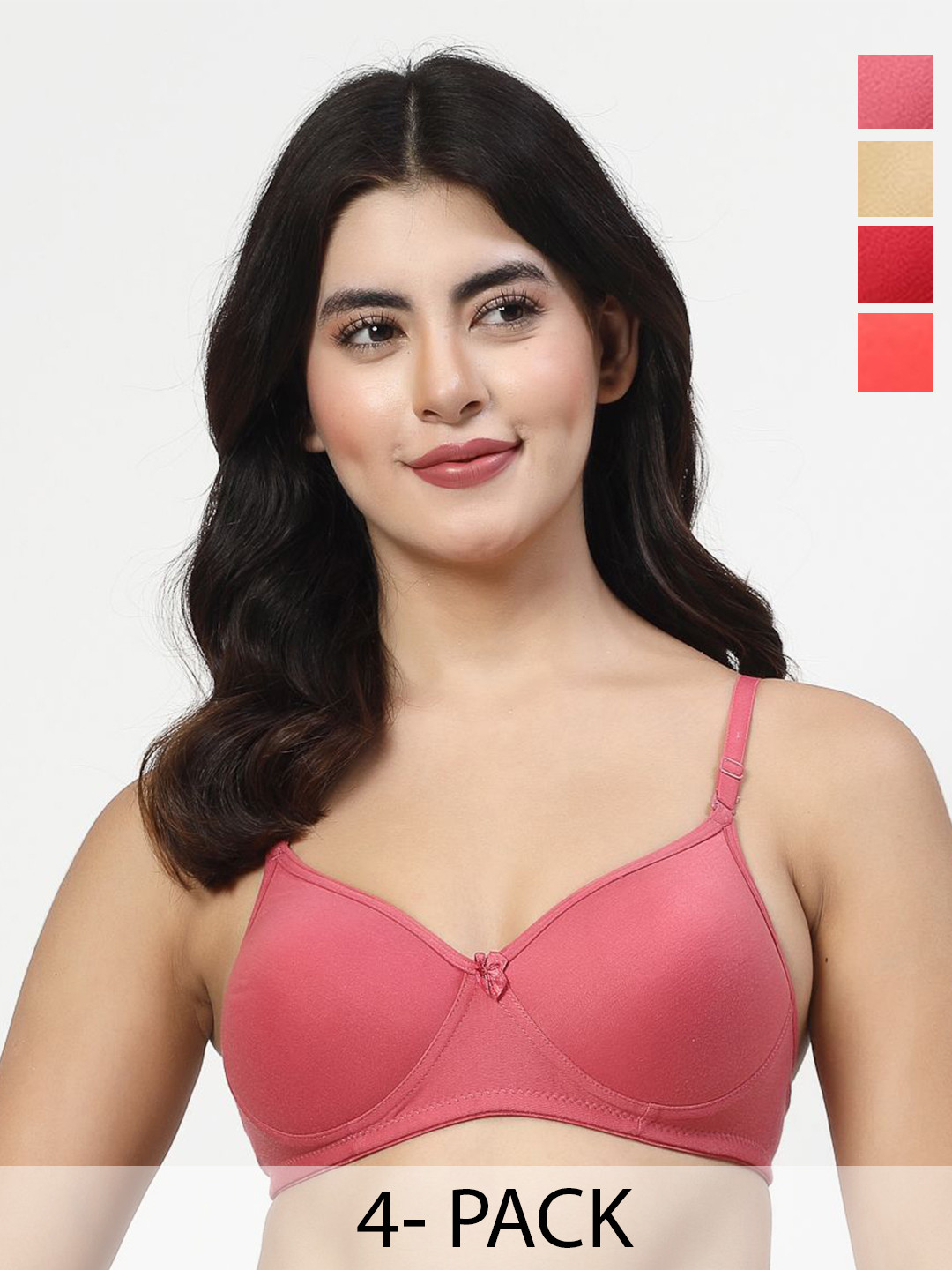 LILY Pack Of 4 Non-Wired Lightly Padded Full Coverage Bra