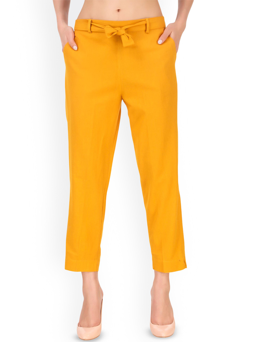 Aawari Women High-Rise Slim Fit Chinos  Comes with a belt