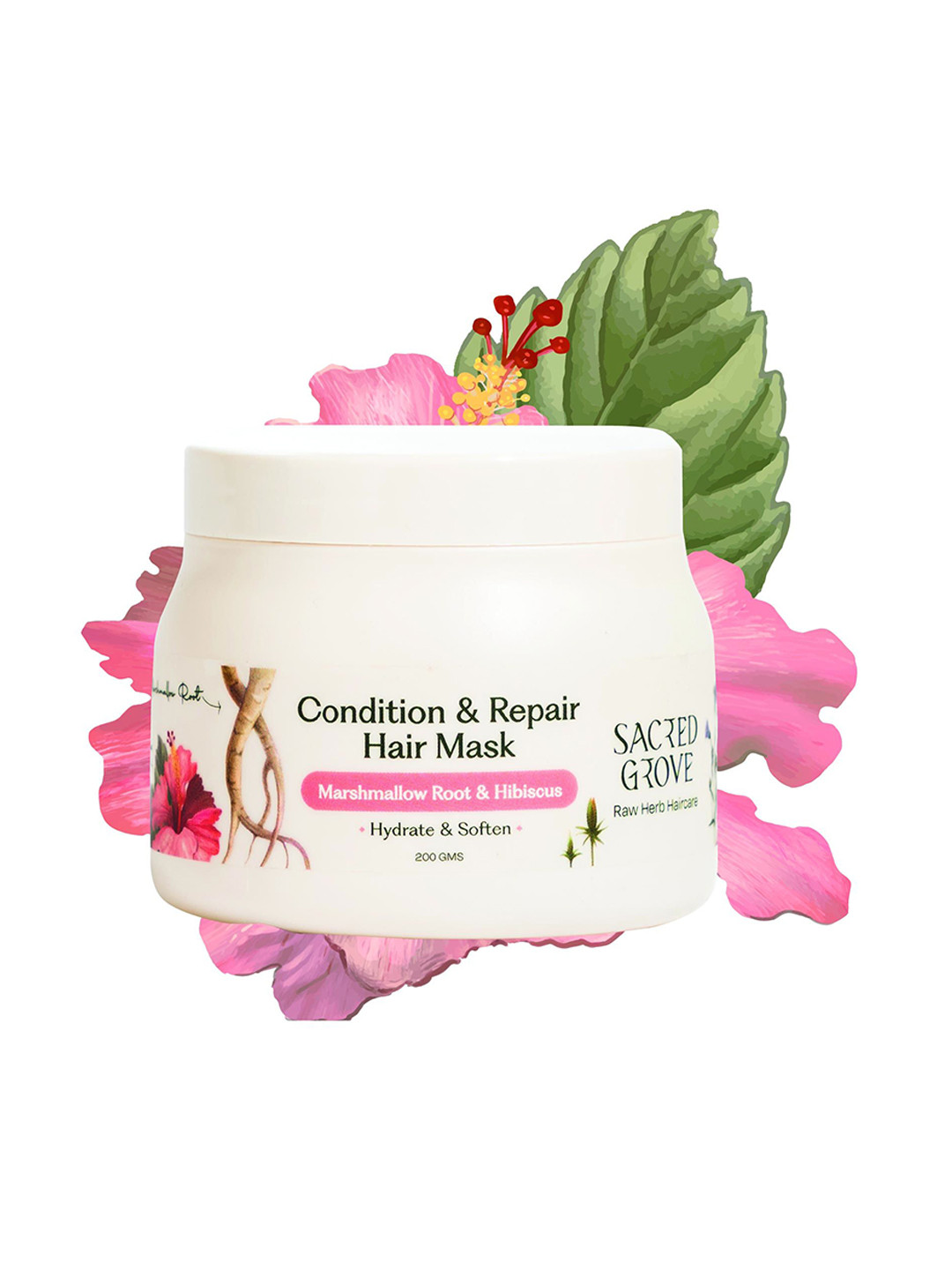 SACRED GROVE Marshmallow Root & Hiiscus Condition & Repair Hair Mask - 200 g