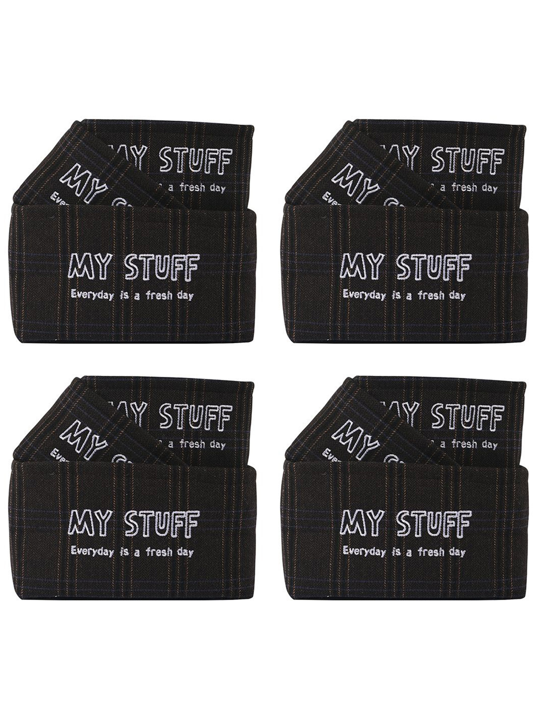 Kuber Industries Black 12 Pieces Printed Cosmetic & Skincare Dressing Table Organizers