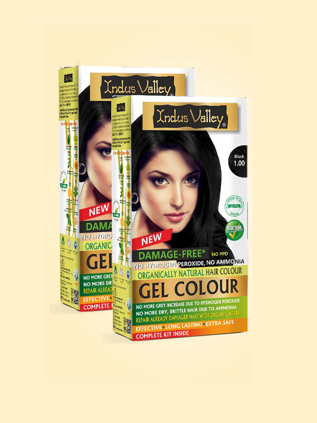 Indus Valley Set Of 2 Damage Free Gel Hair Colour - 65 g Each - Black